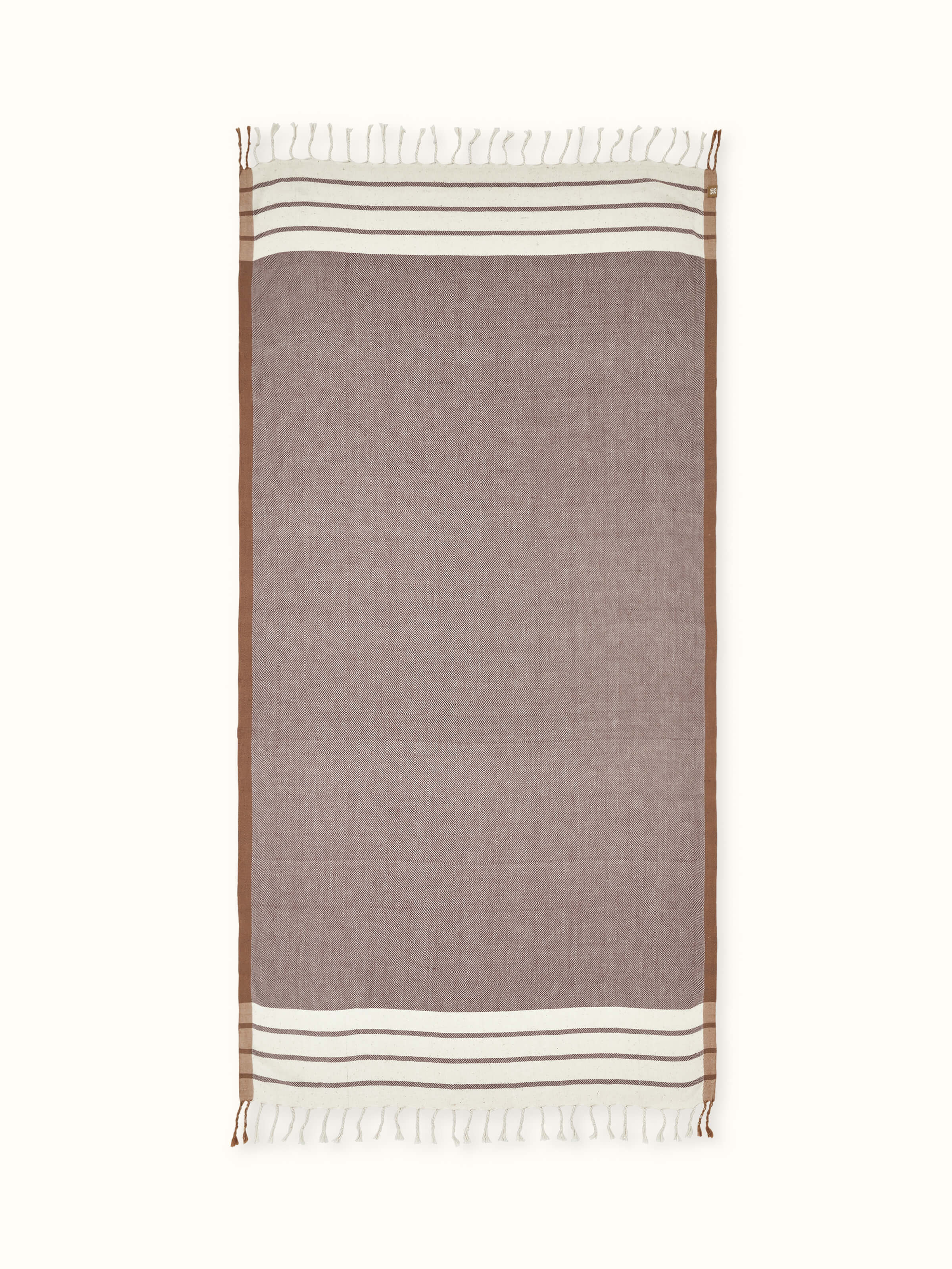 Detailed view of Samitha Red Stripe Cotton Bath Towel (L) showing the red stripe pattern and towel texture.