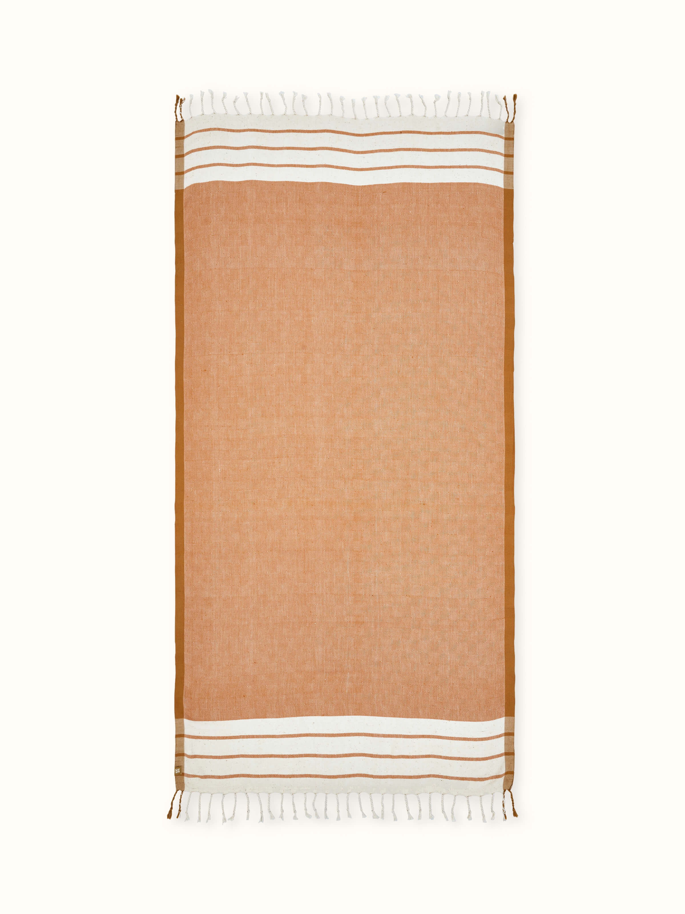 Samitha brown stripe cotton bath towel (L) - Full view showcasing the brown stripe pattern and large size