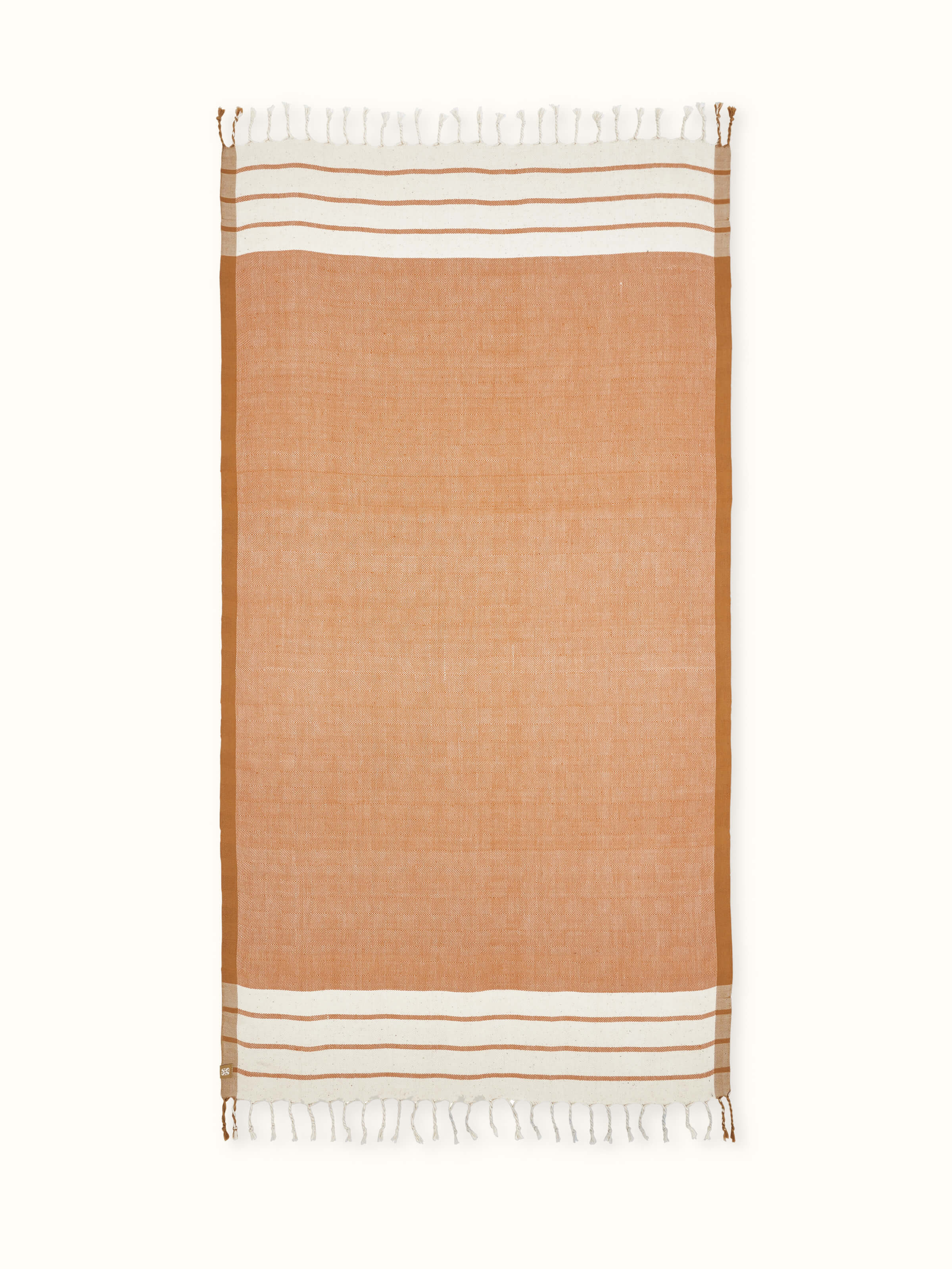 Samitha brown stripe cotton textured bath towel (M) with a close-up view highlighting its striped pattern and texture