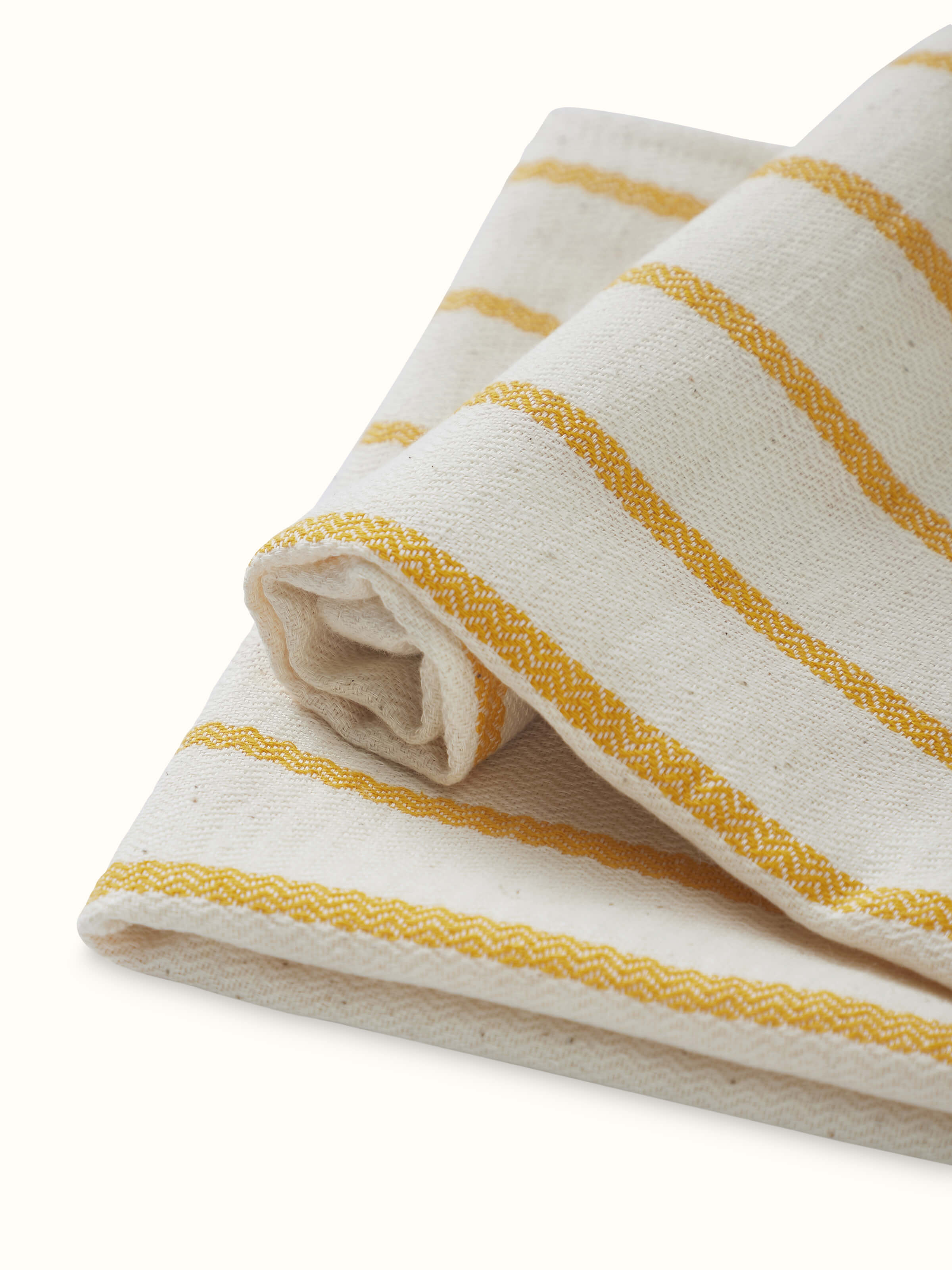 Front view of Samitha yellow stripe cotton hand towels (2 pcs) displaying bright yellow stripes and soft cotton texture.
