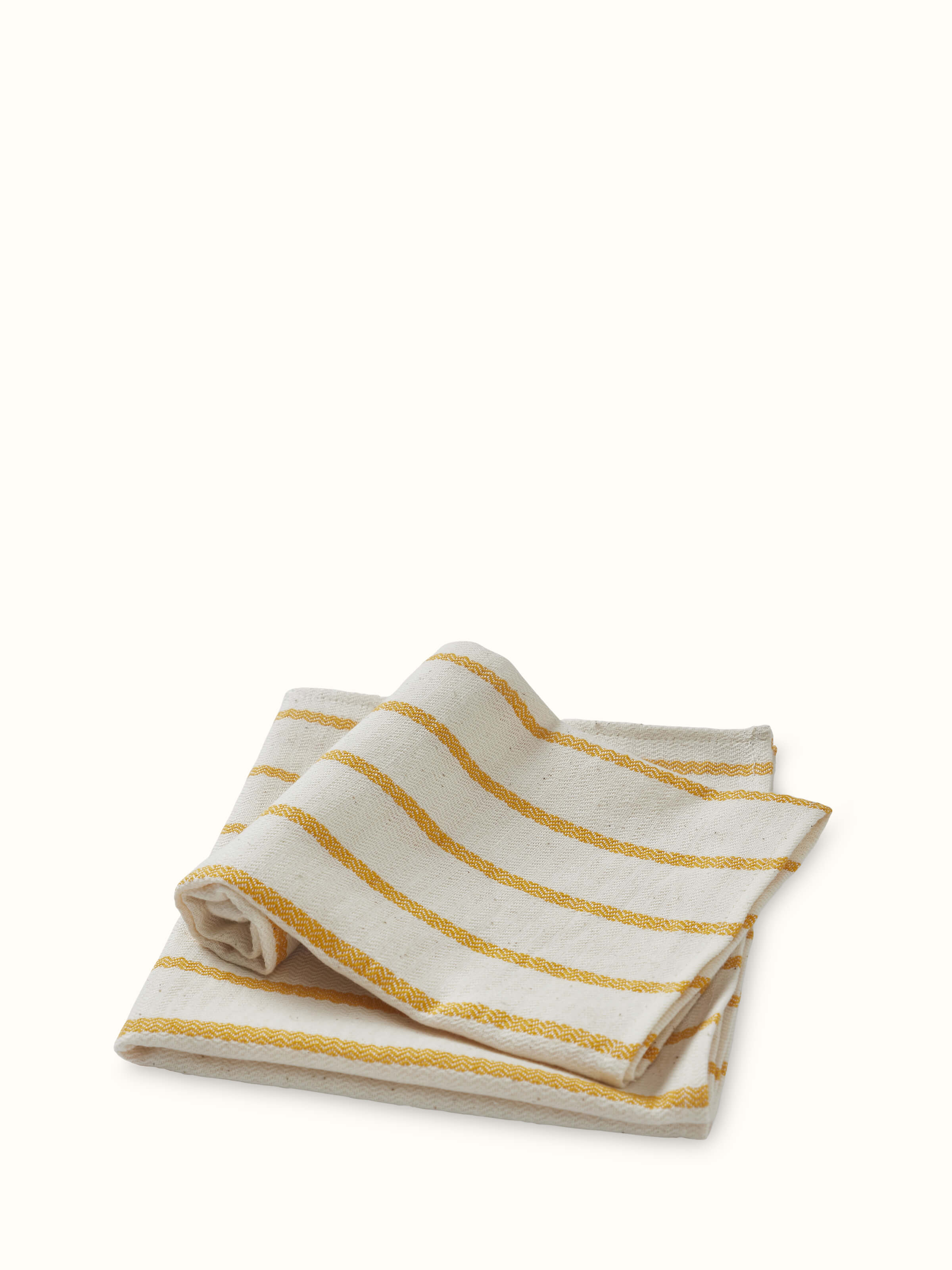Folded view of Samitha yellow stripe cotton hand towels (2 pcs) showing the compact design and yellow stripe detail.