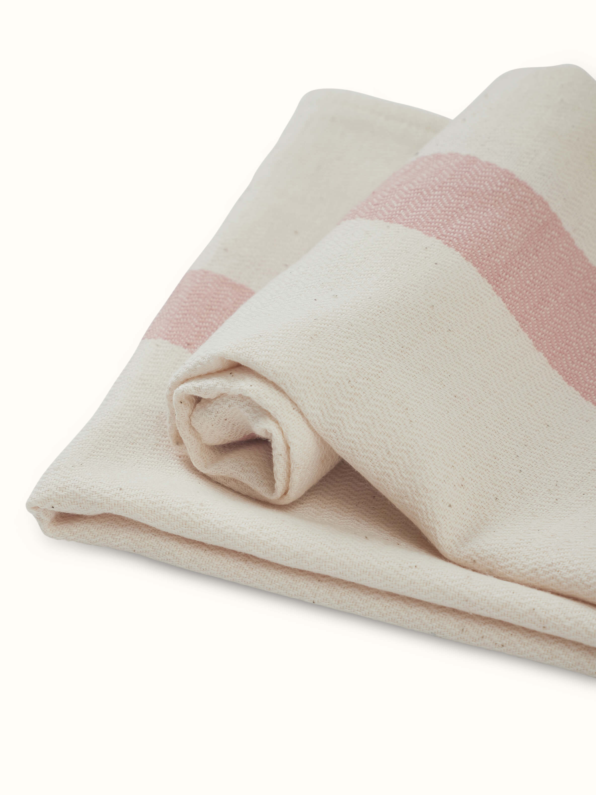 Angled view of Salya Rose Stripe Cotton Hand Towels showing the striped pattern and fabric quality