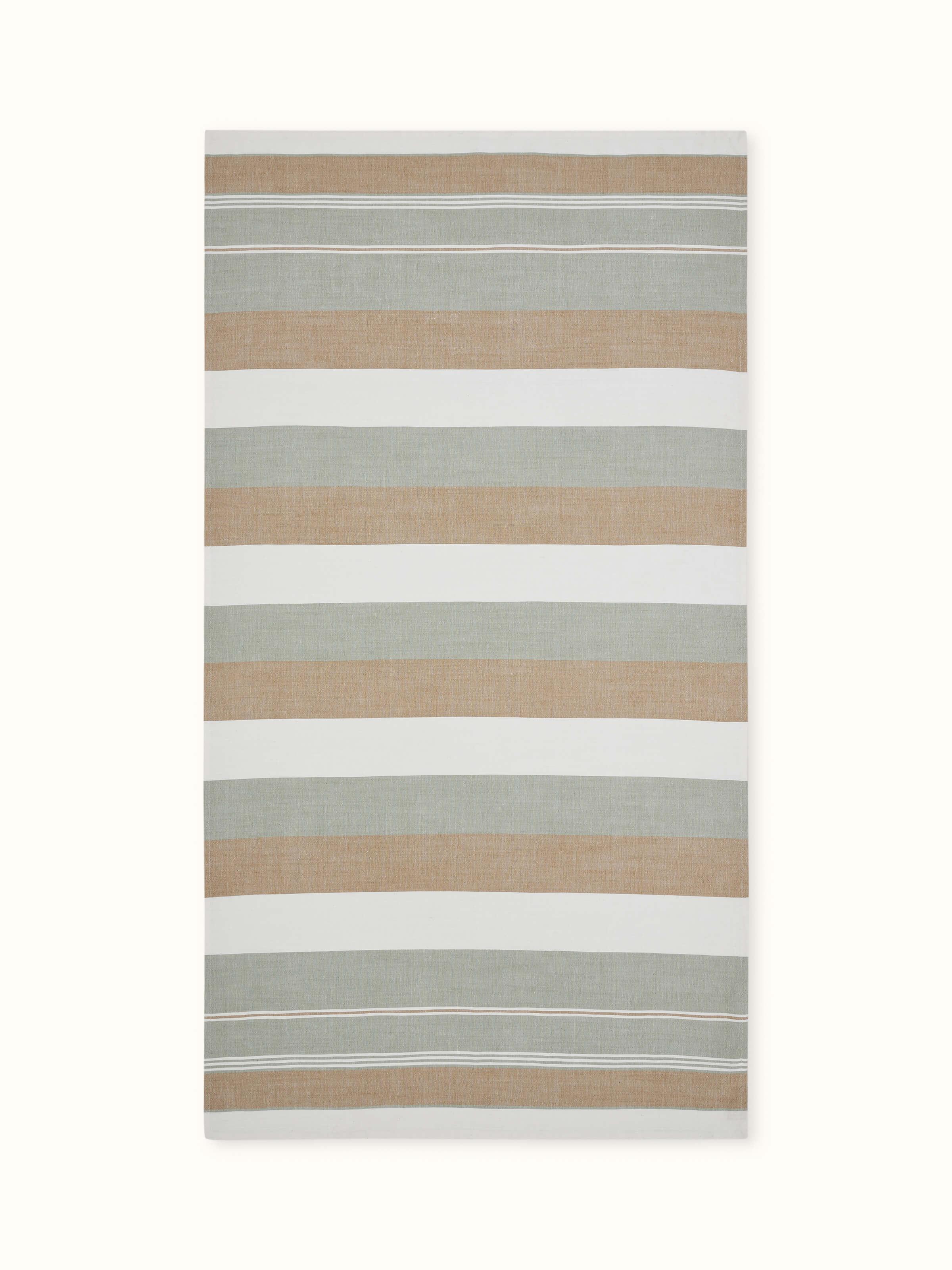 Aishani green stripe cotton bath towel, showcasing a full view with vertical green stripes on a soft cotton fabric.
