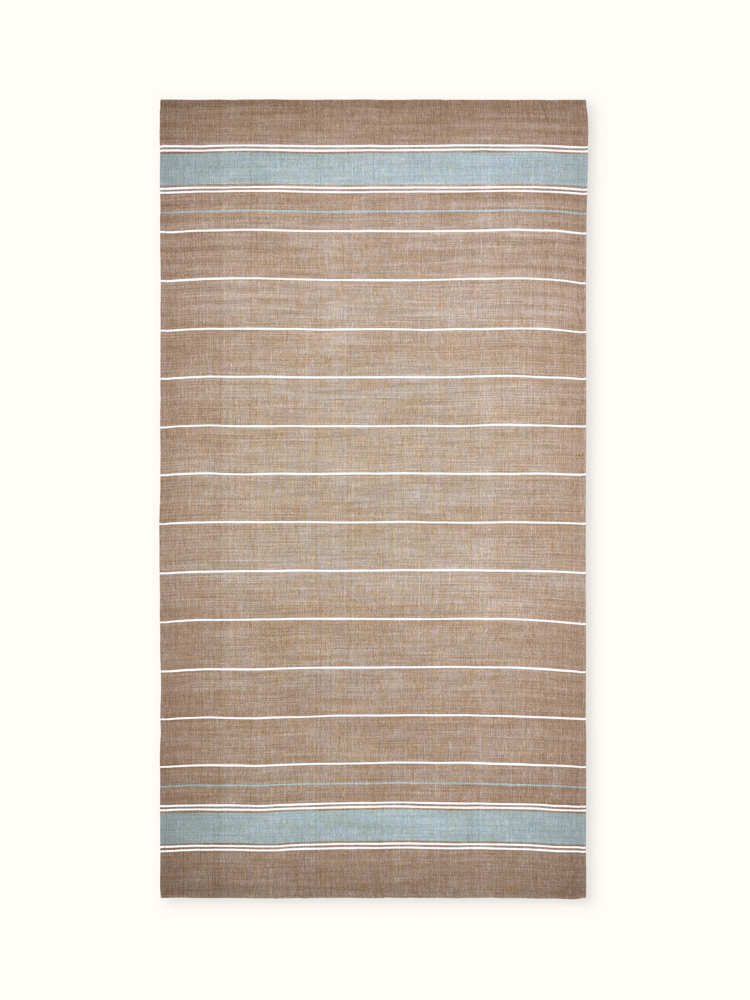 Front view of Samistha green stripe cotton bath towel (M), showcasing its green and white stripe pattern and soft cotton texture.