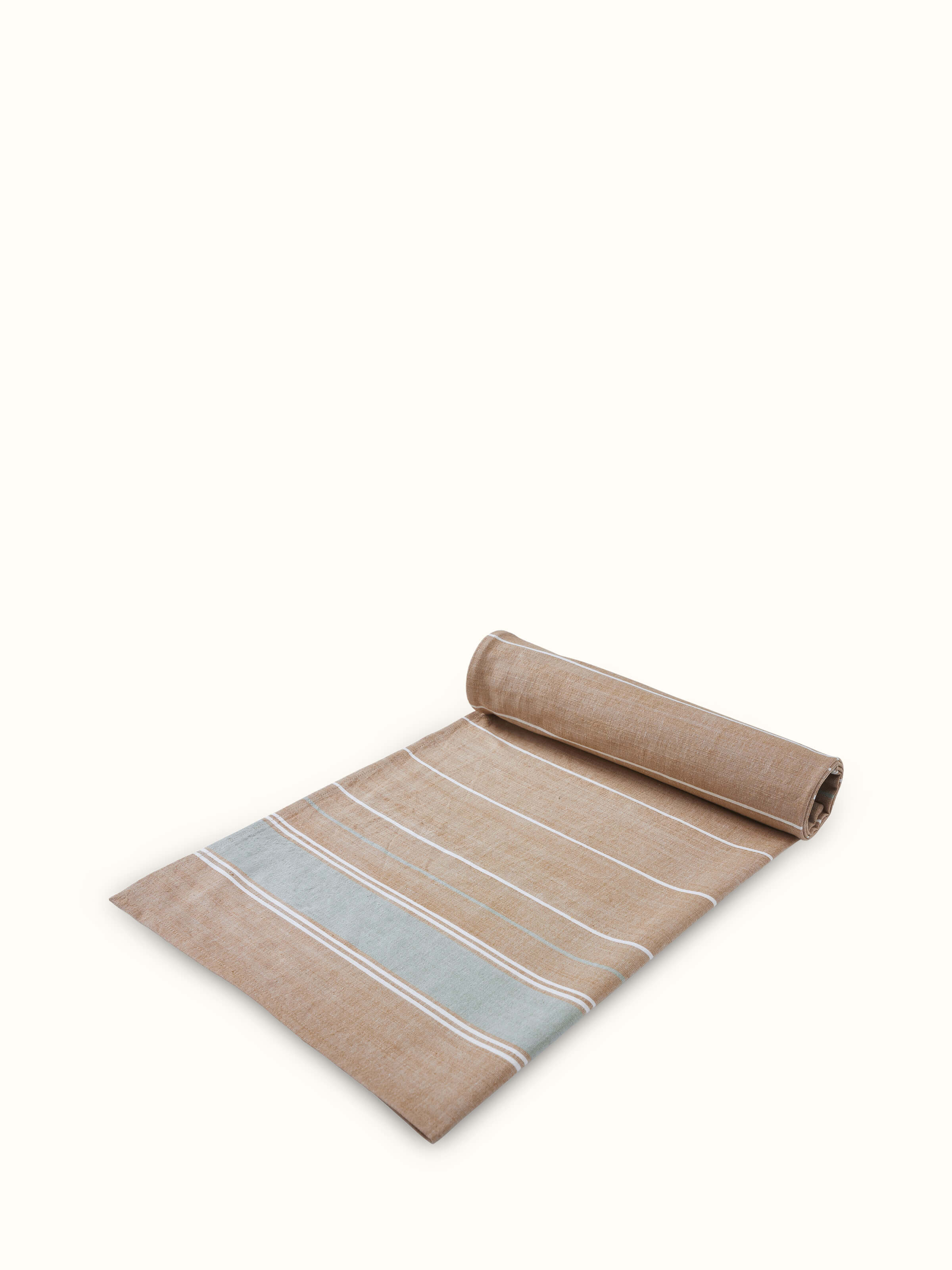 Detailed view of Samistha green stripe bath towel highlighting the texture and color contrast of the green and white stripes.