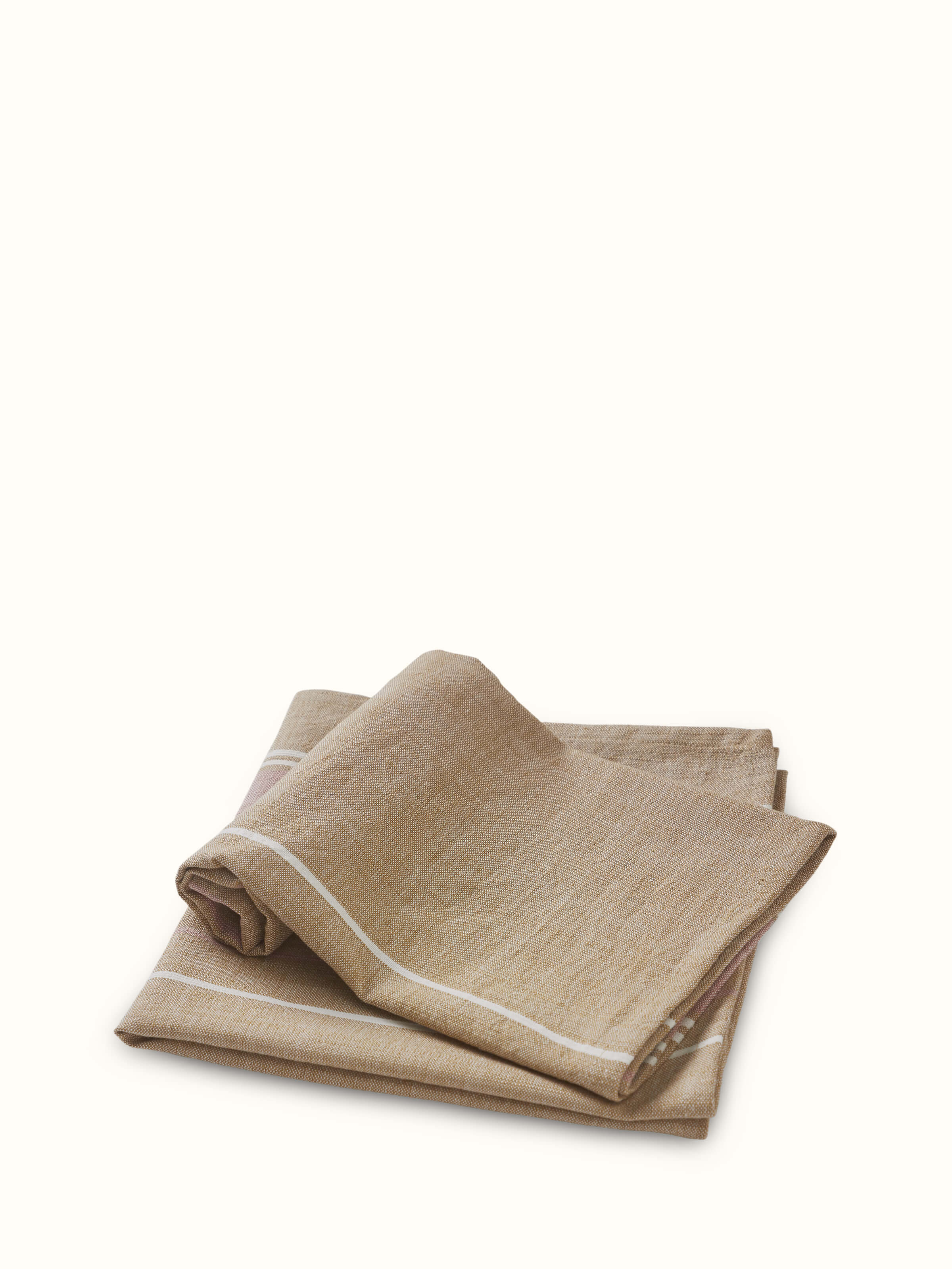 Front view of Samistha light brown stripe cotton hand towels (2 pcs) showcasing striped design