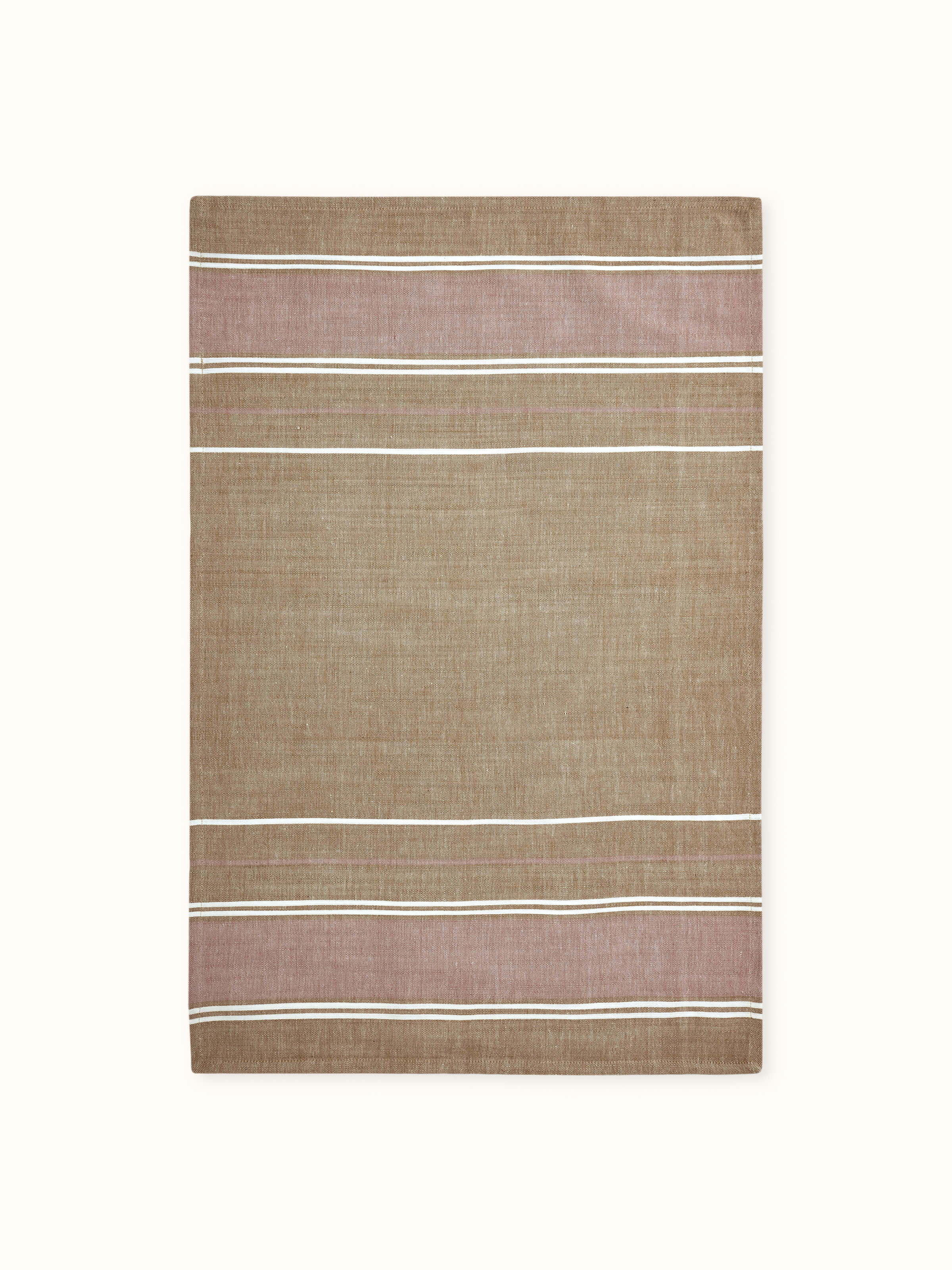 Close-up of Samistha light brown stripe cotton hand towels (2 pcs) illustrating the stripe pattern and material