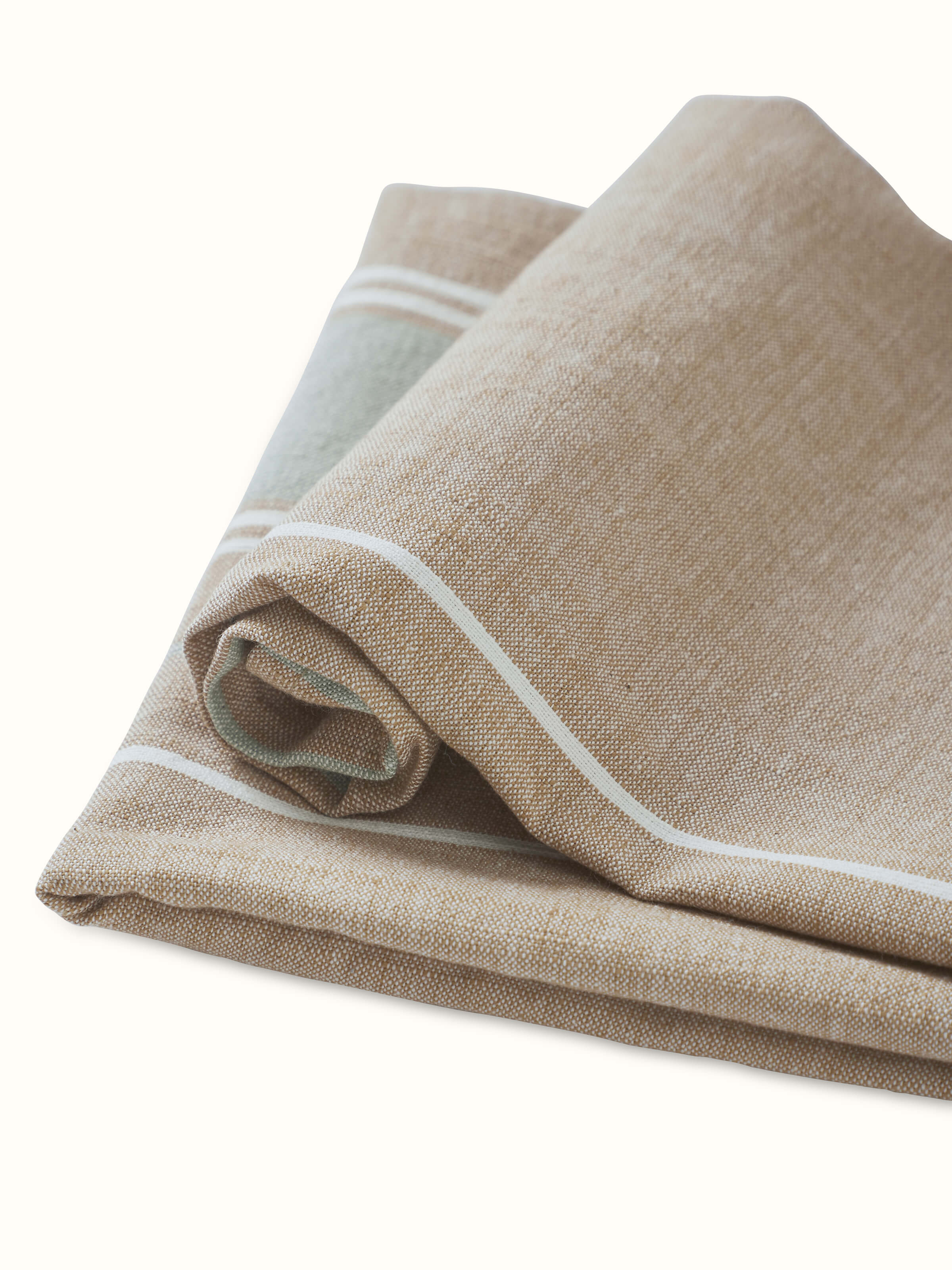 Full view of Samistha green stripe cotton hand towels (2 pcs), highlighting the green stripe pattern and high-quality cotton fabric.