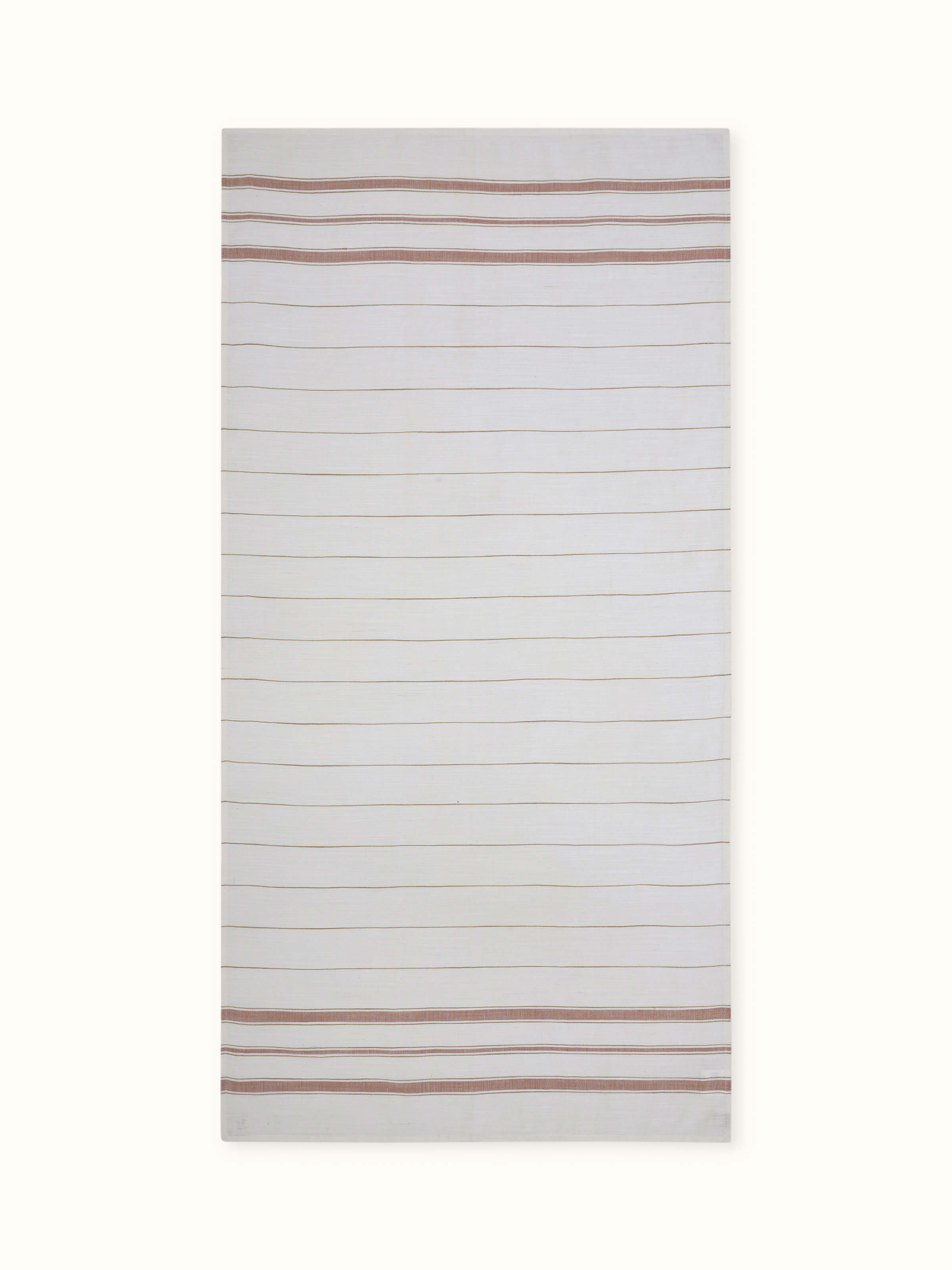 Front view of Adrita white stripe cotton bath towel (M) showing classic white and subtle striped design.