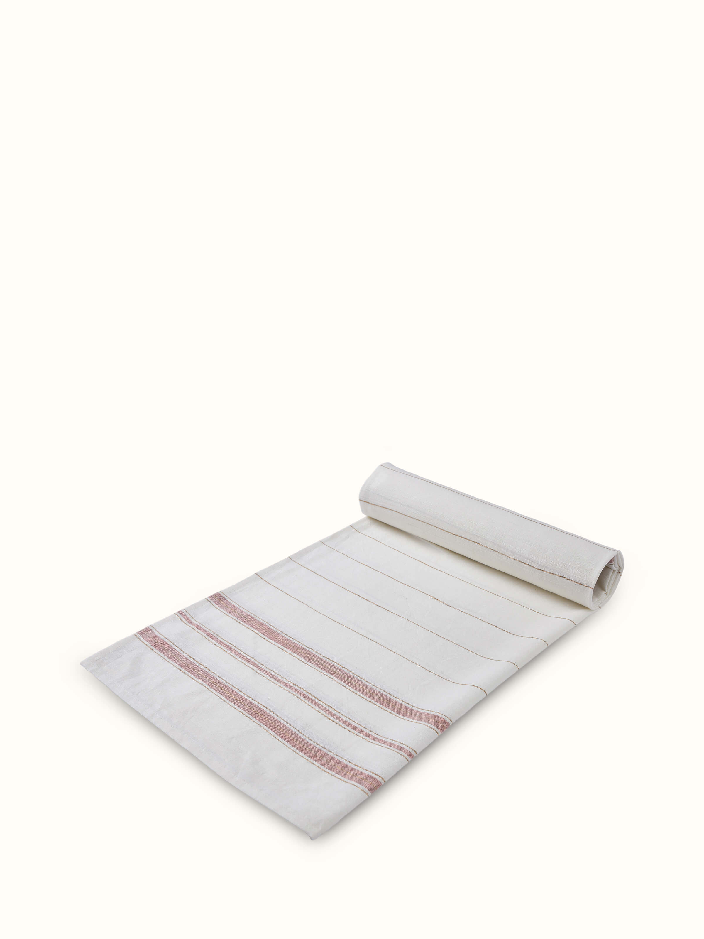 Detailed view of Adrita white stripe cotton bath towel (M) showcasing the rich cotton material and stylish stripes.