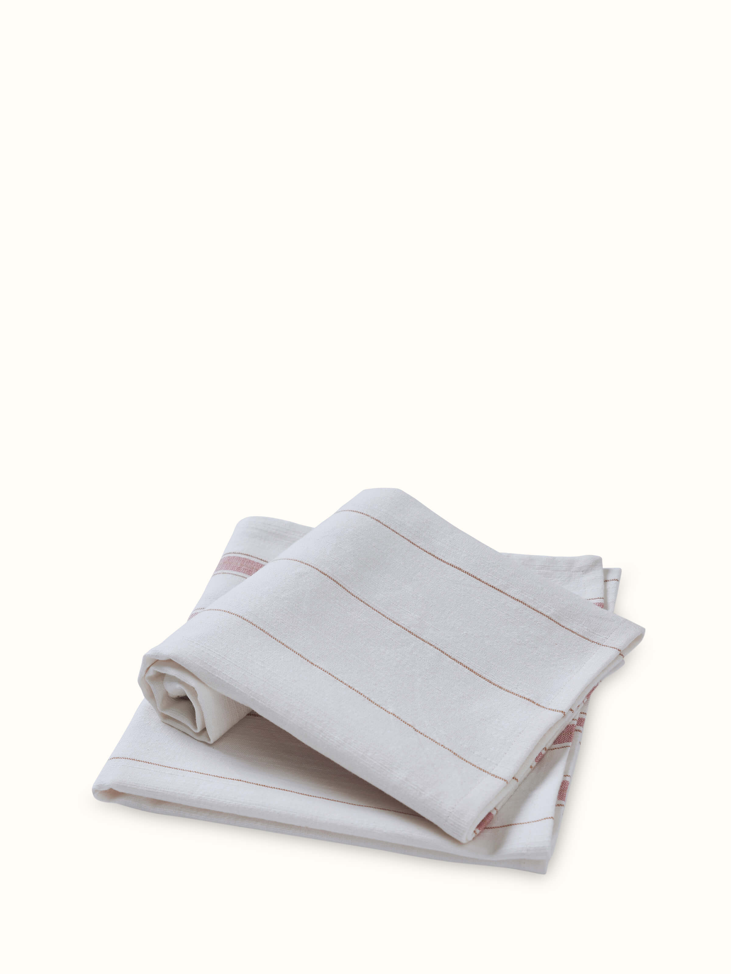 Full view of Adrita White Stripe Cotton Hand Towels (2 pcs), showcasing the clean white with stripe pattern.