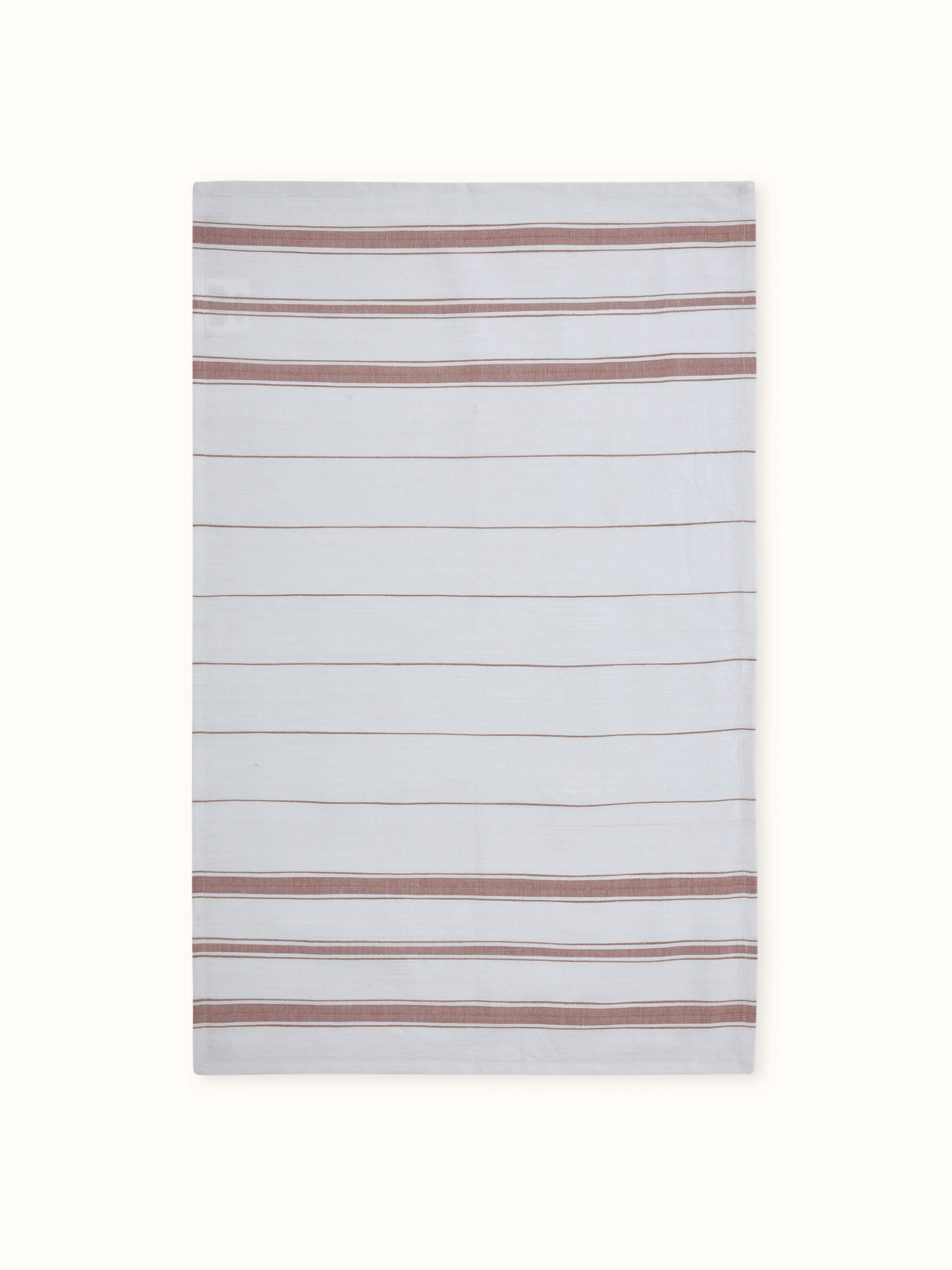 Overhead view of Adrita White Stripe Cotton Hand Towels (2 pcs), highlighting the full stripe pattern and cotton material.