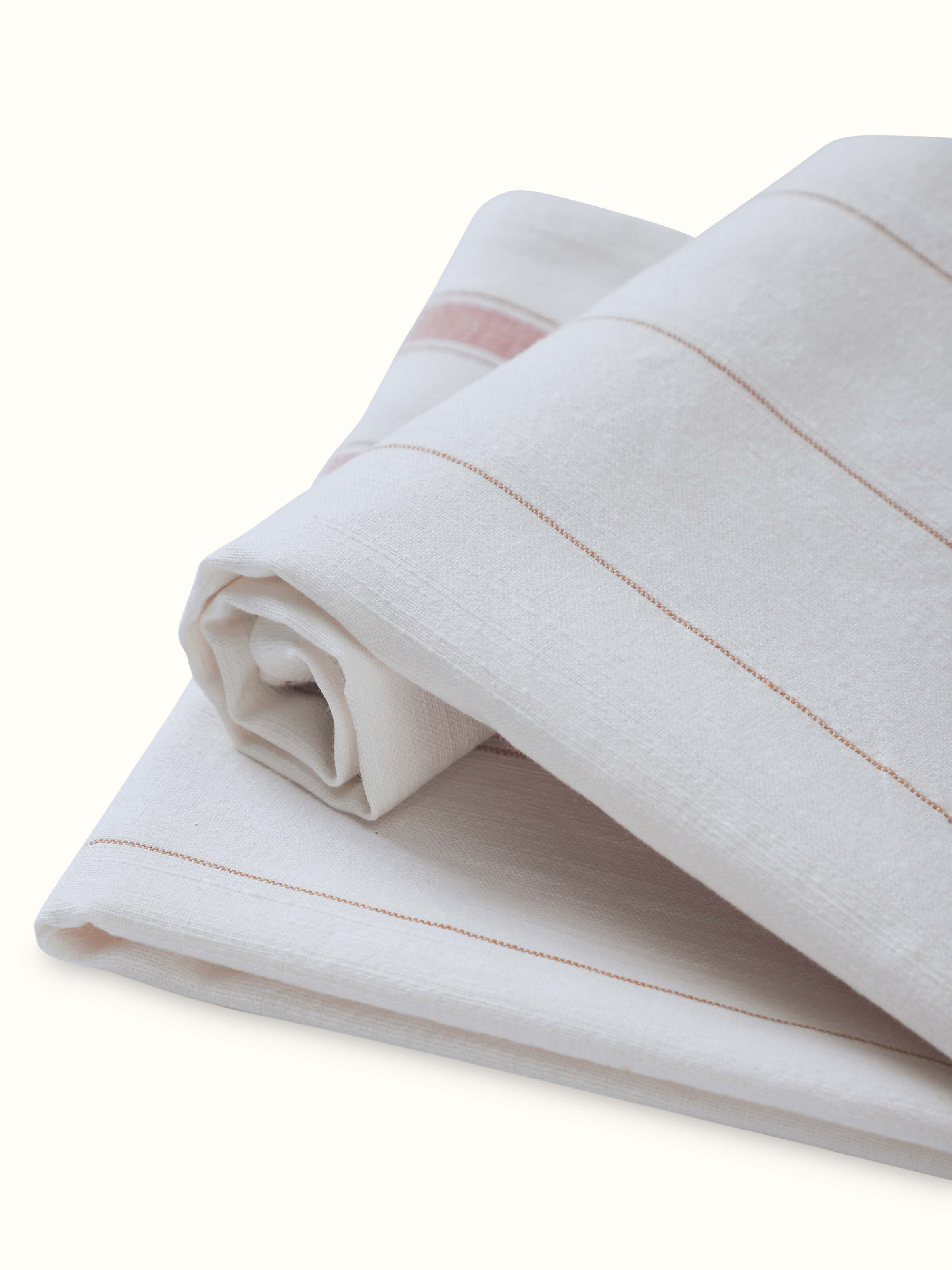 Side view of Adrita White Stripe Cotton Hand Towels (2 pcs), showing the thickness and quality of the cotton fabric.