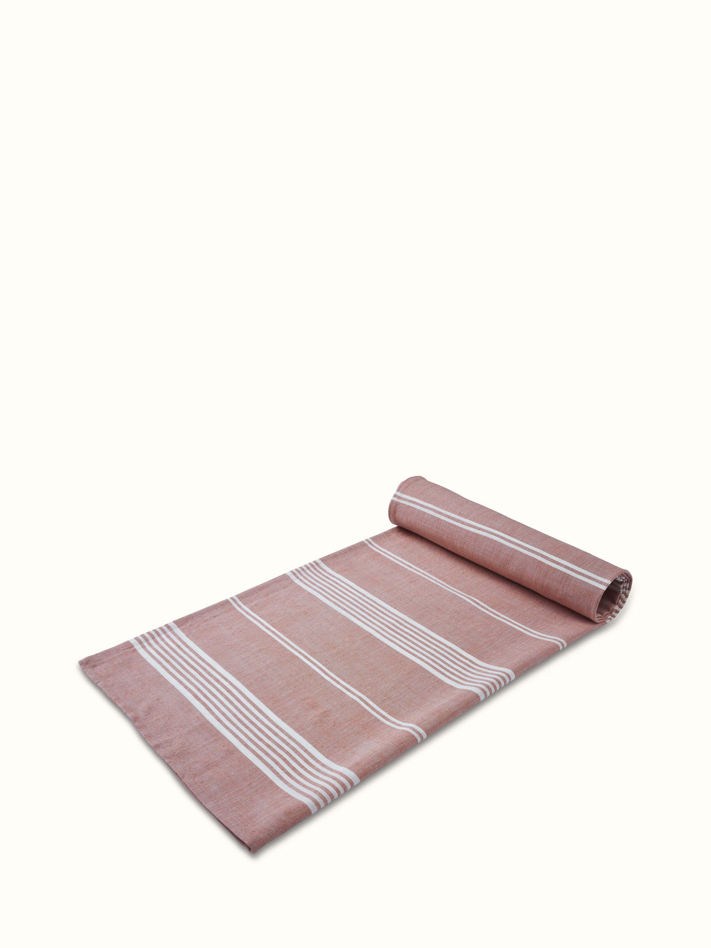Close-up of Simhi Pink Stripe Cotton Bath Towel (M) folded, showing the fabric’s softness and stripe pattern.
