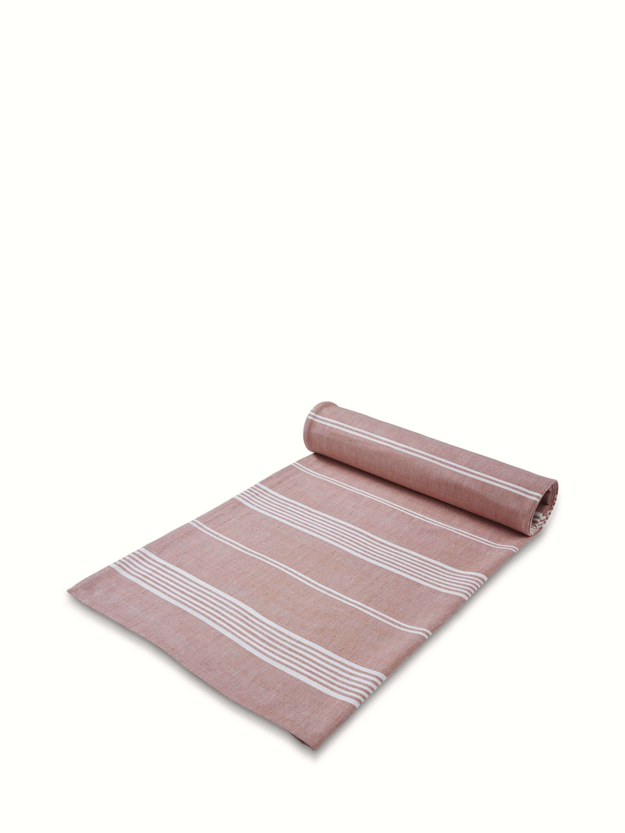 Front view of Simhi Pink Stripe Cotton Bath Towel (L) displaying its full length and vibrant stripe design.