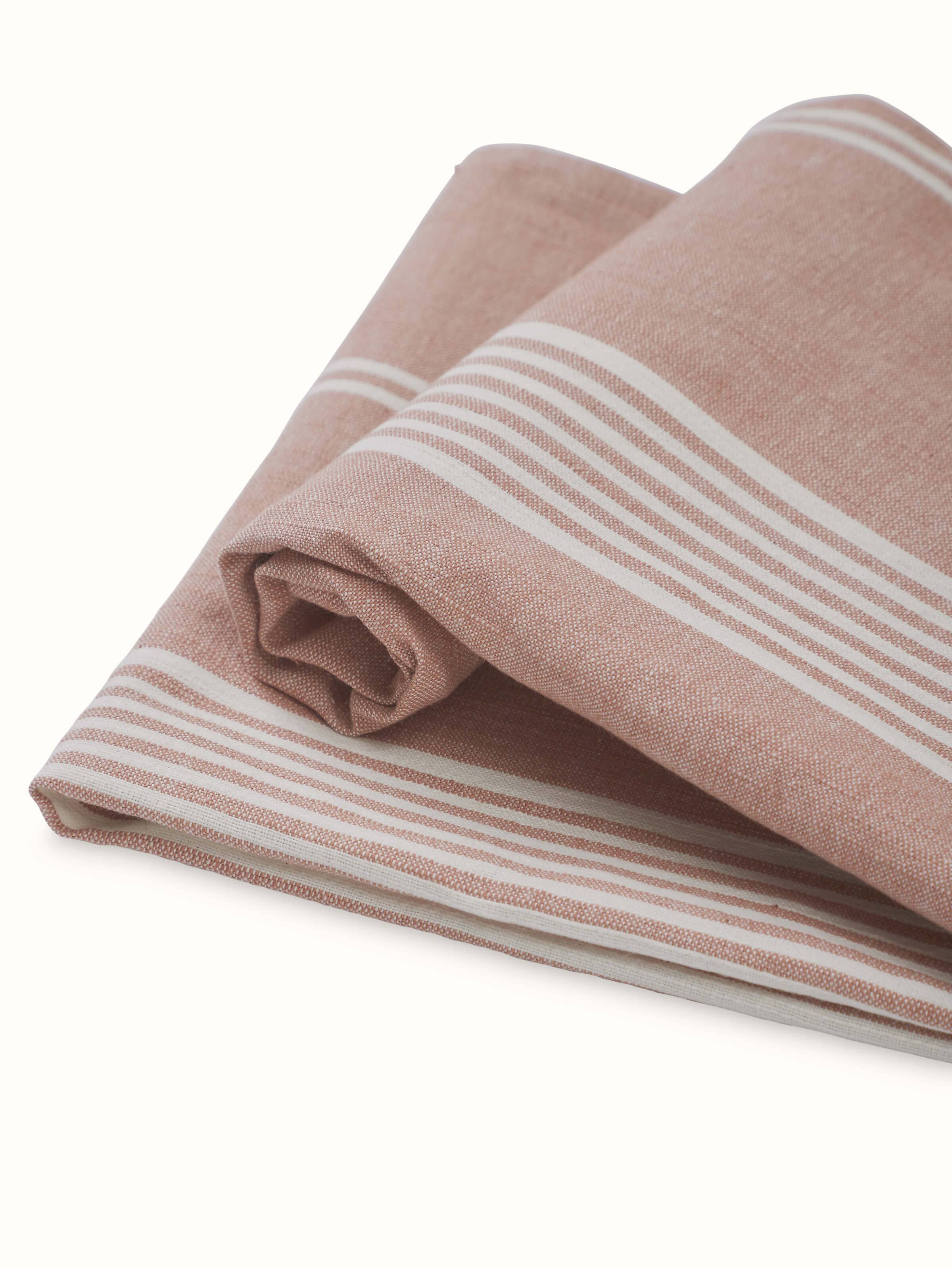 Simhi light pink stripe cotton hand towels (2 pcs) arranged to show the overall design and stripes.