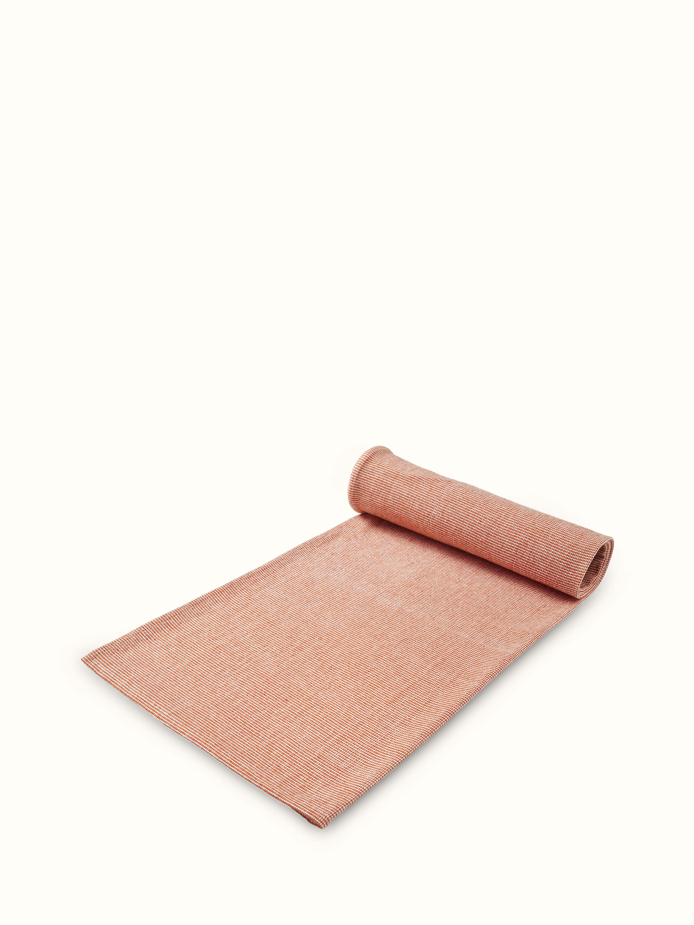 Shikara Brown Chambray Cotton Bath Towel (M) laid out, showing the full length and edge detailing.