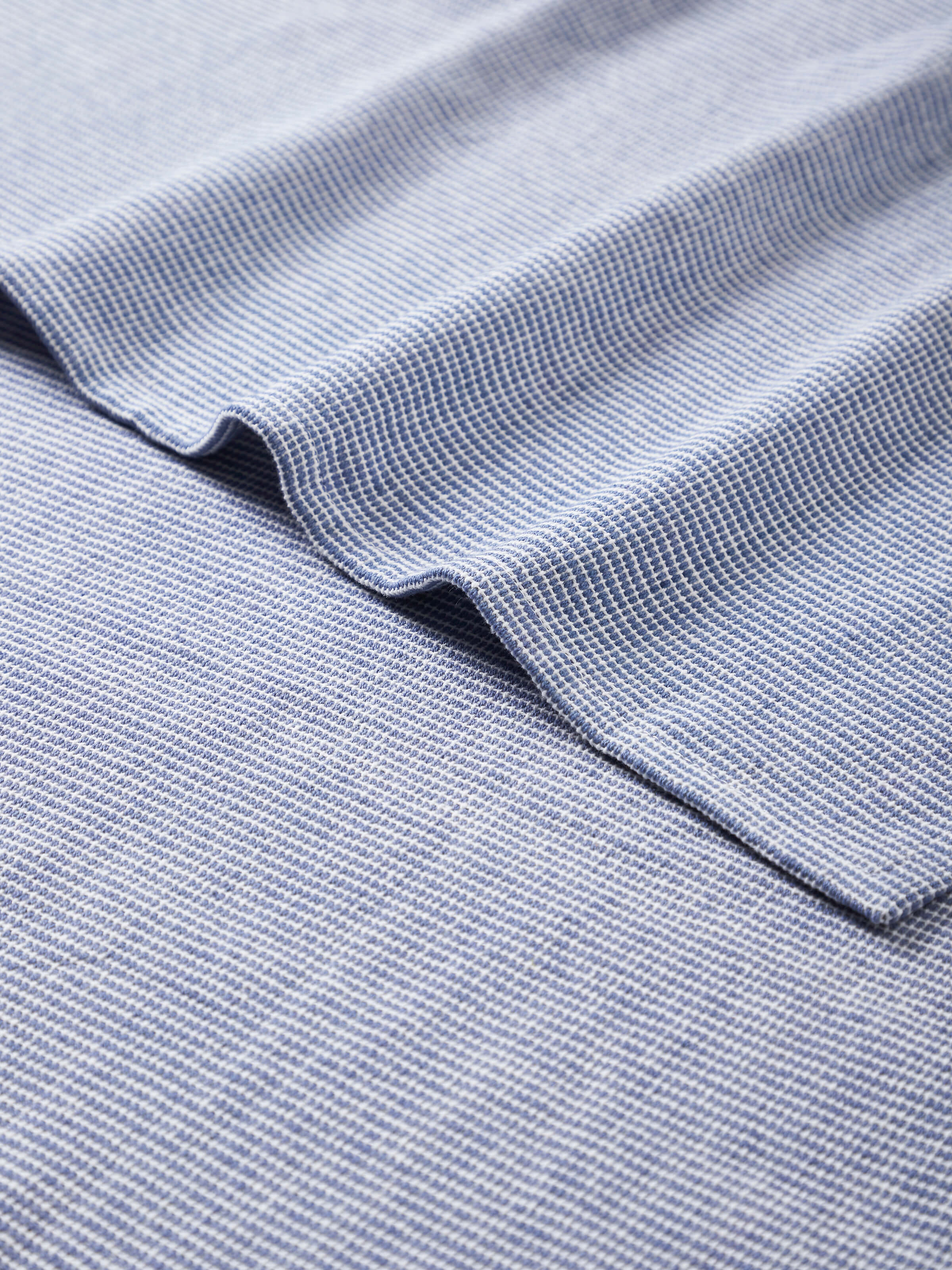 Close-up view of Shikara Blue Chambray Cotton Bath Towel (M) highlighting the fabric texture and color.