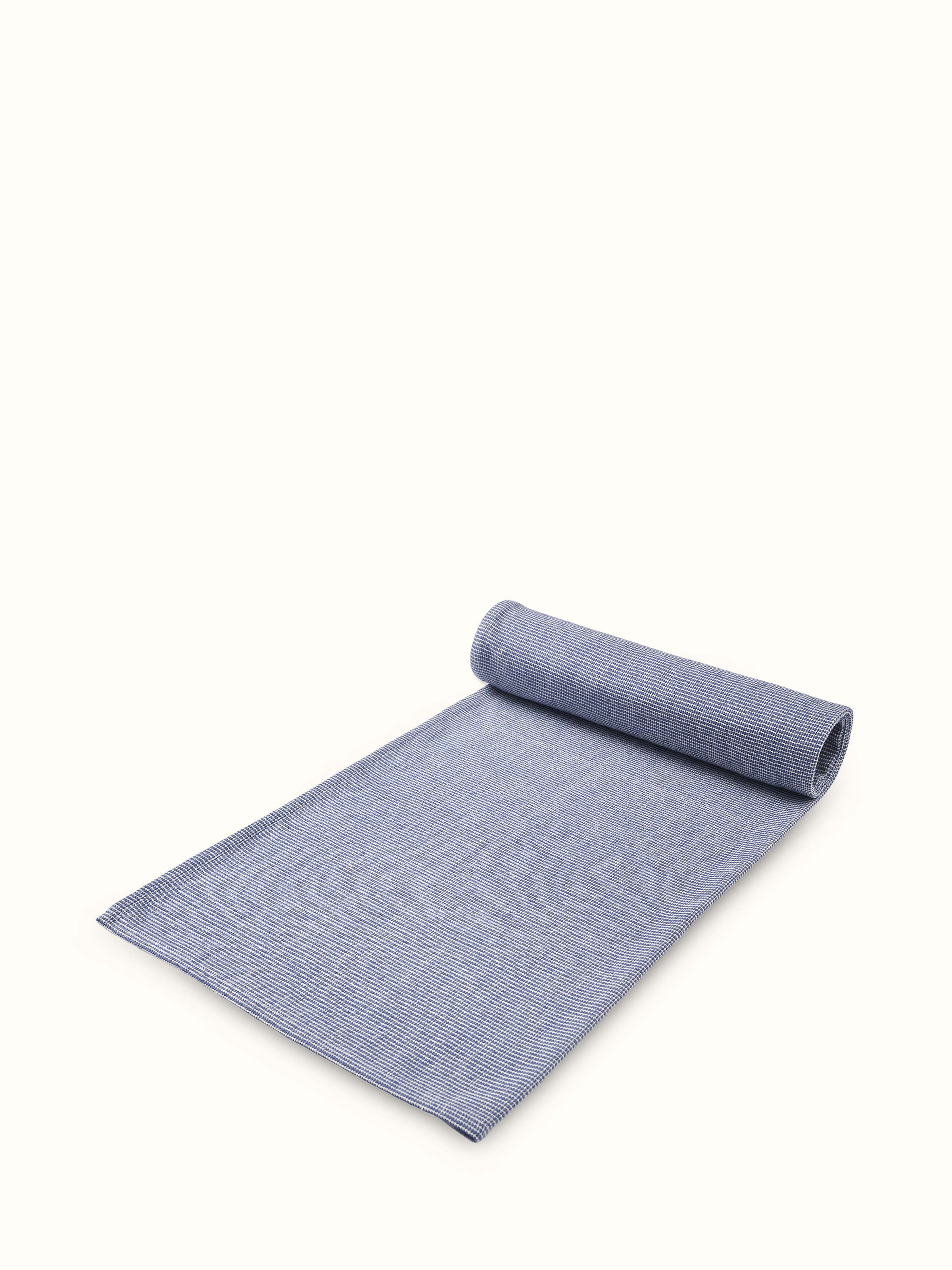 Shikara Blue Chambray Cotton Bath Towel (M) folded neatly, showing its soft texture and chambray design.