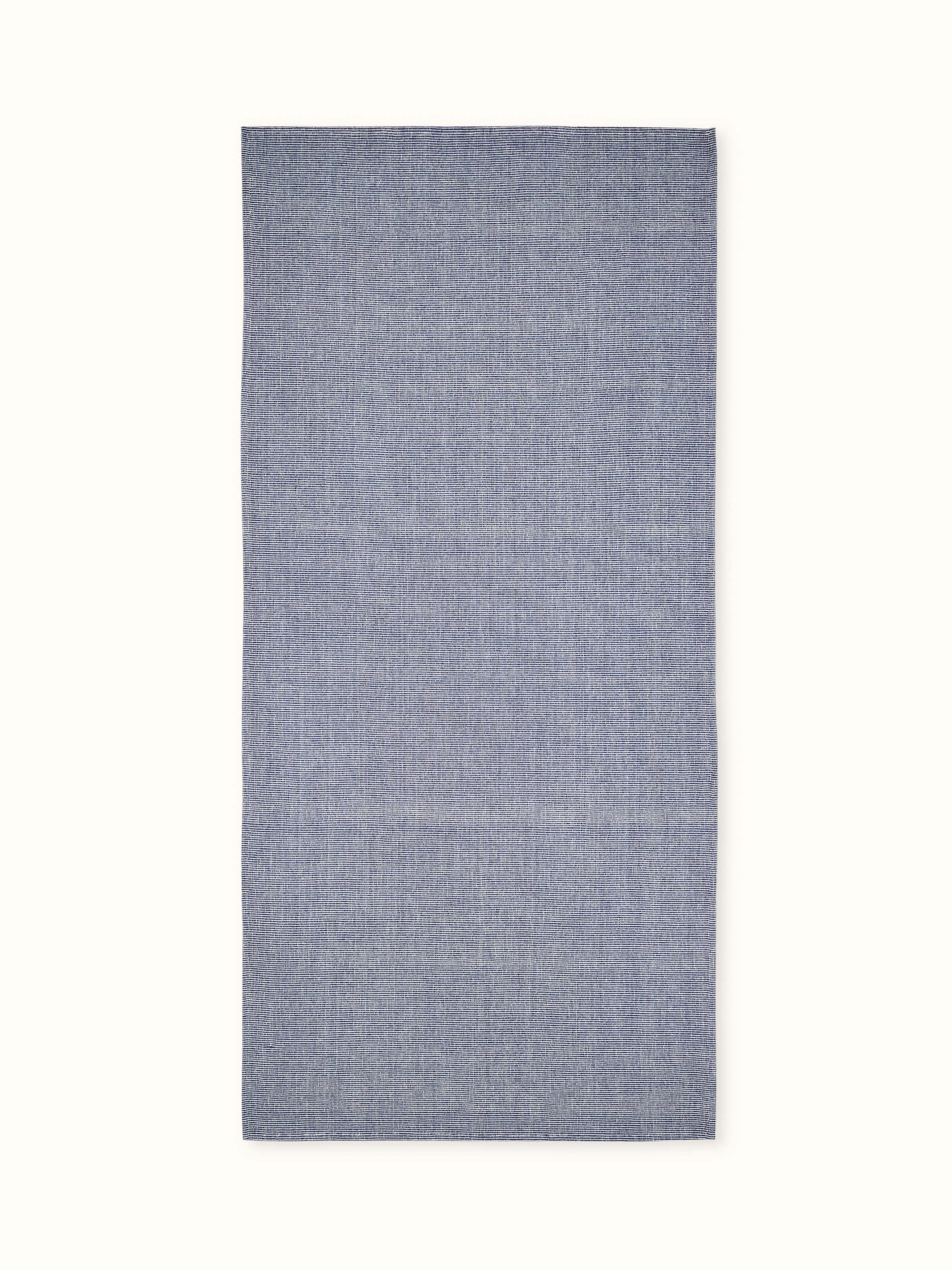 Front view of Shikara blue chambray cotton bath towel showcasing its soft chambray fabric and large size