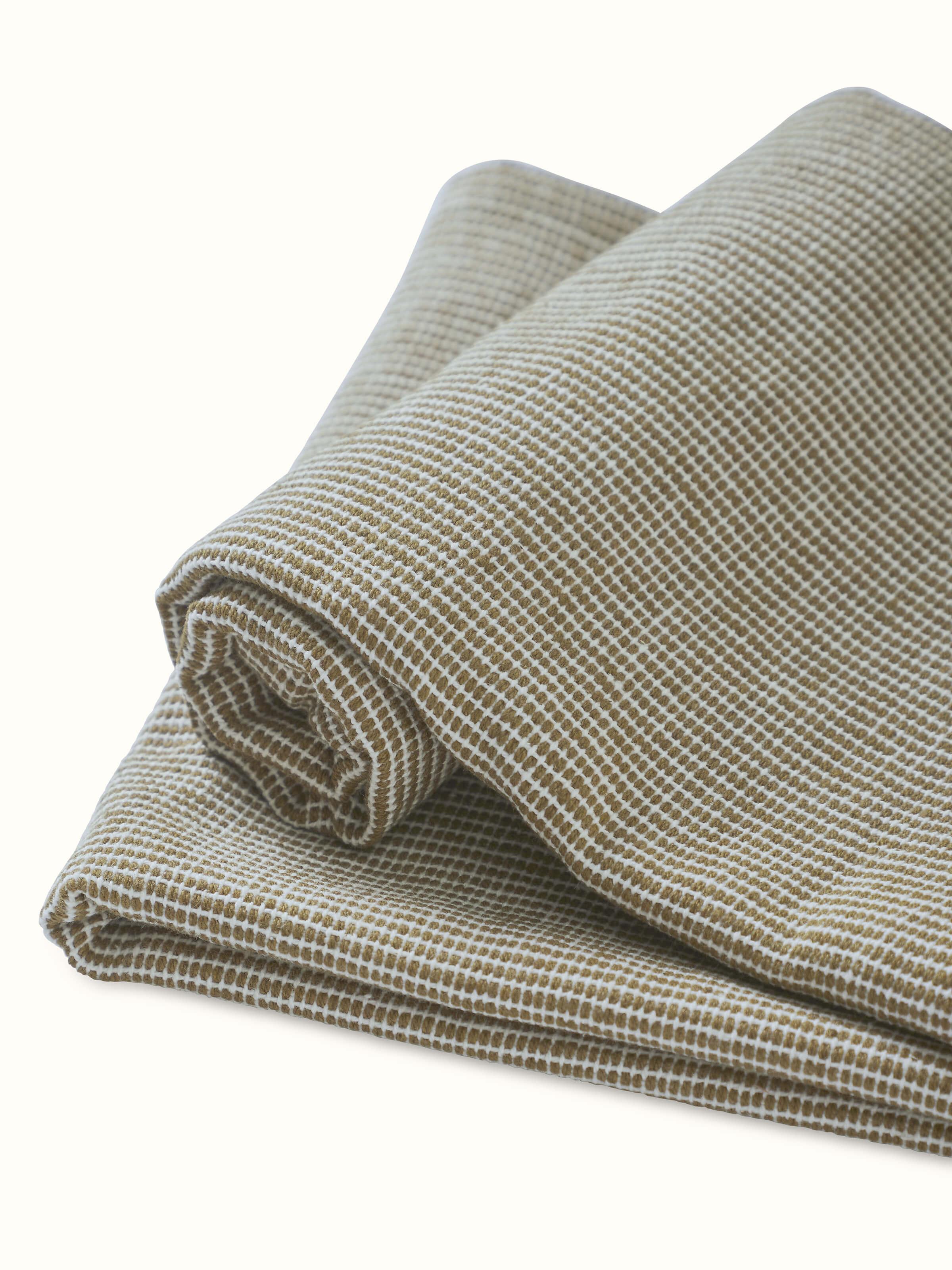 Full view of Shikara green chambray cotton hand towels (2 pcs) showing their color and texture.