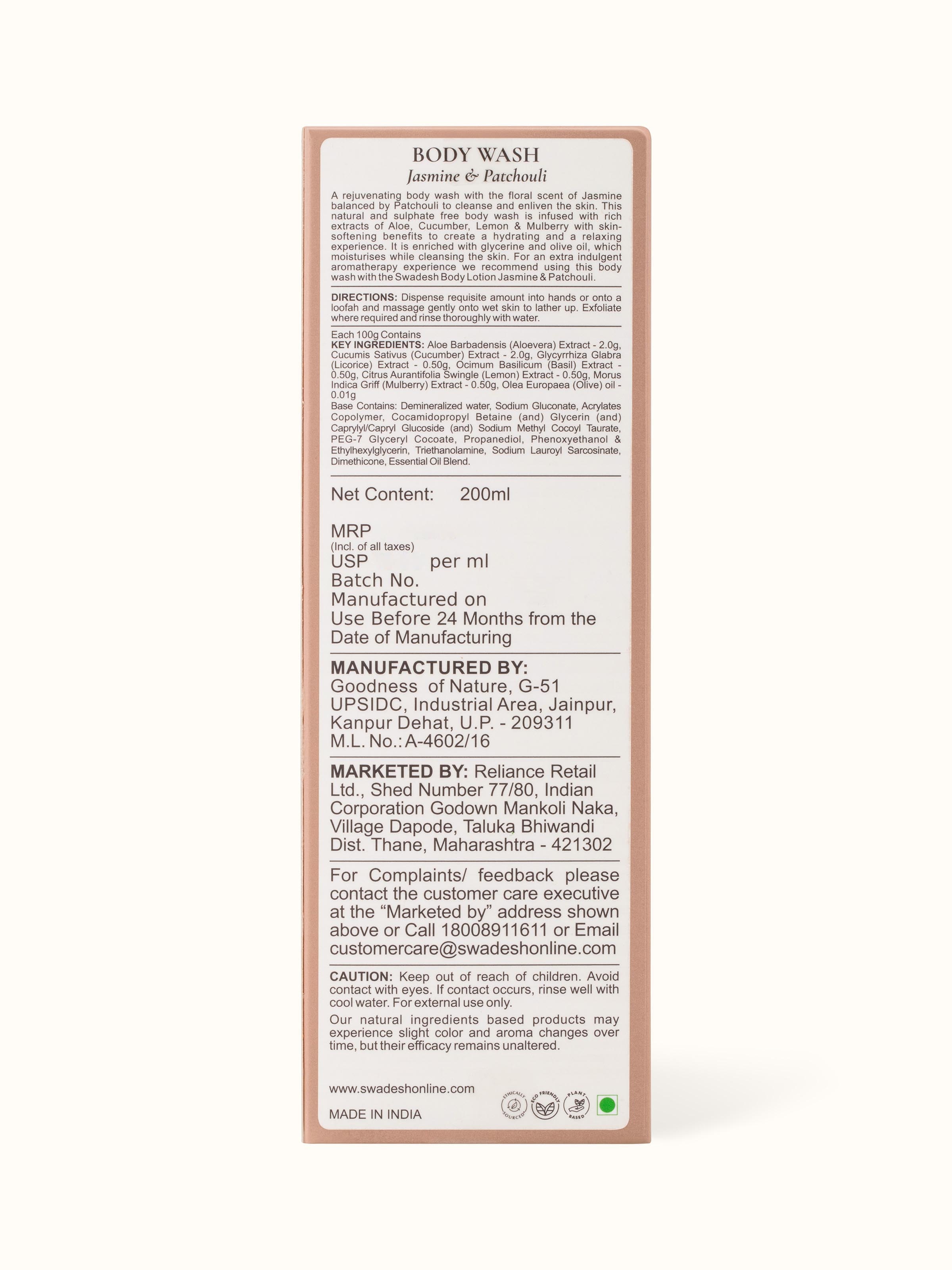 Body wash jasmine & patchouli