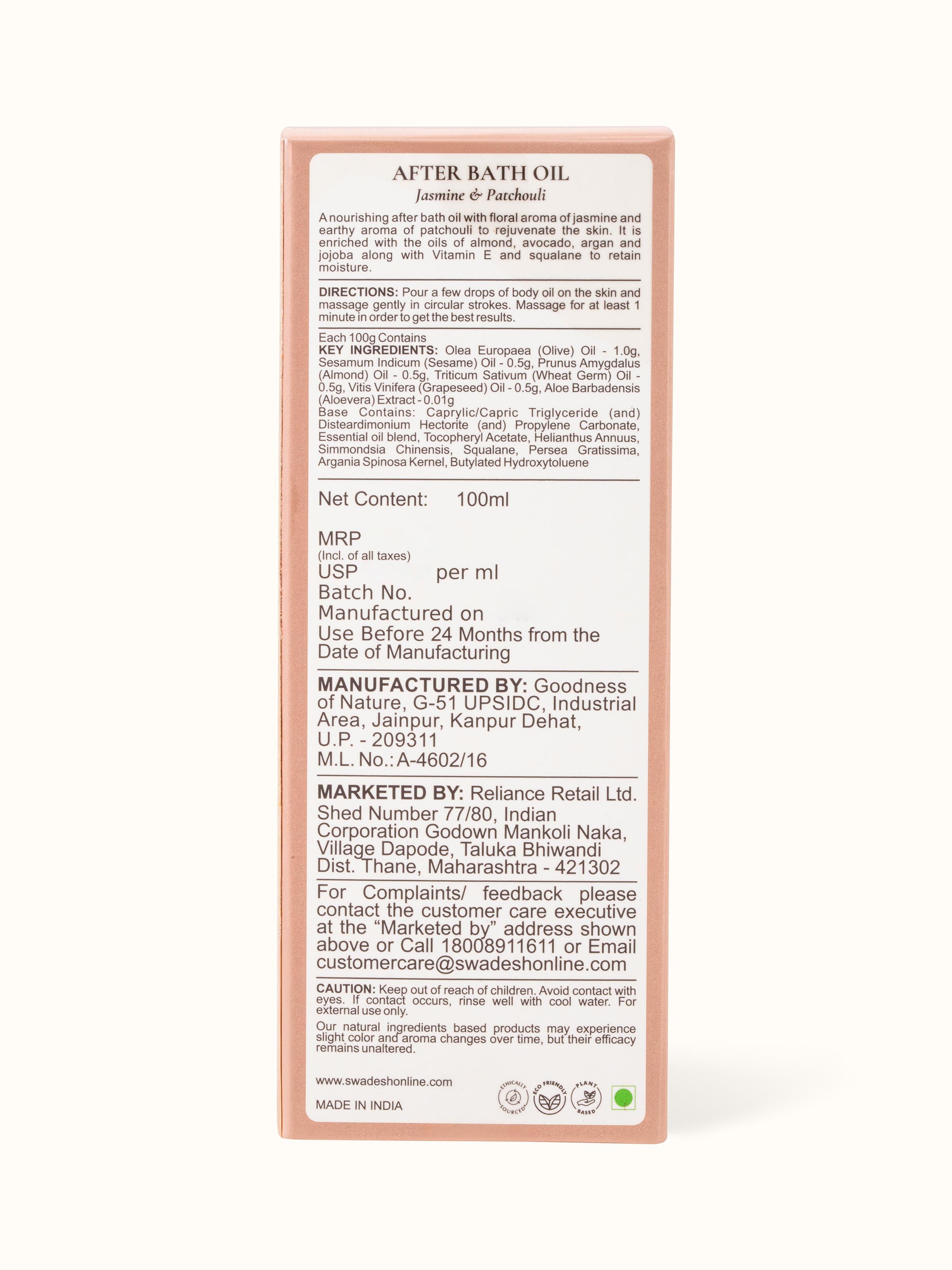 After Bath Oil Jasmine & Patchouli