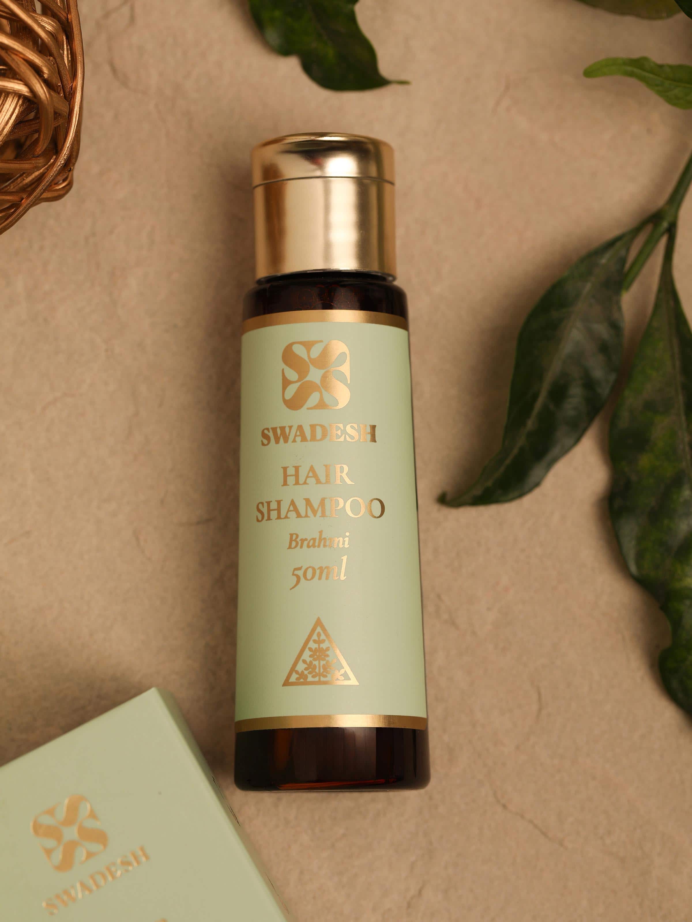 Side view of Hair Shampoo Brahmi highlighting the product label and packaging.