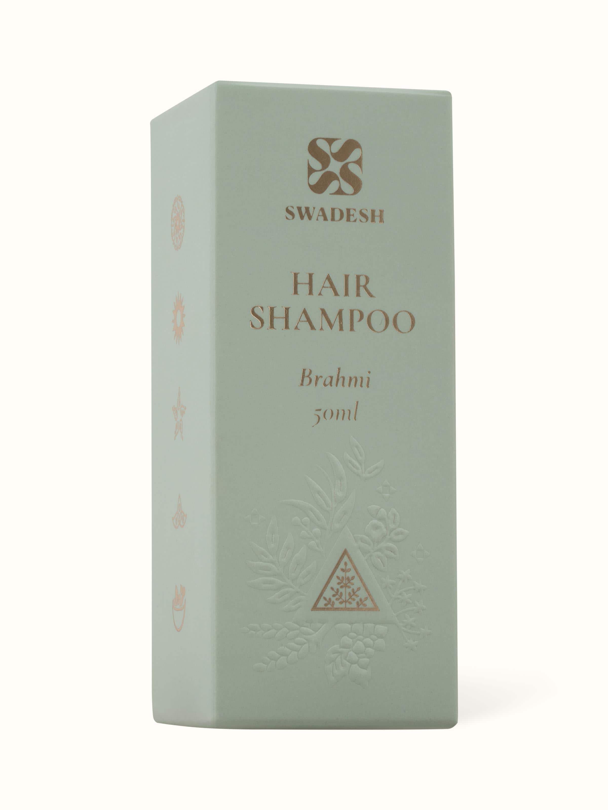 Detail shot of Hair Shampoo Brahmi focusing on the bottle's design and packaging features.