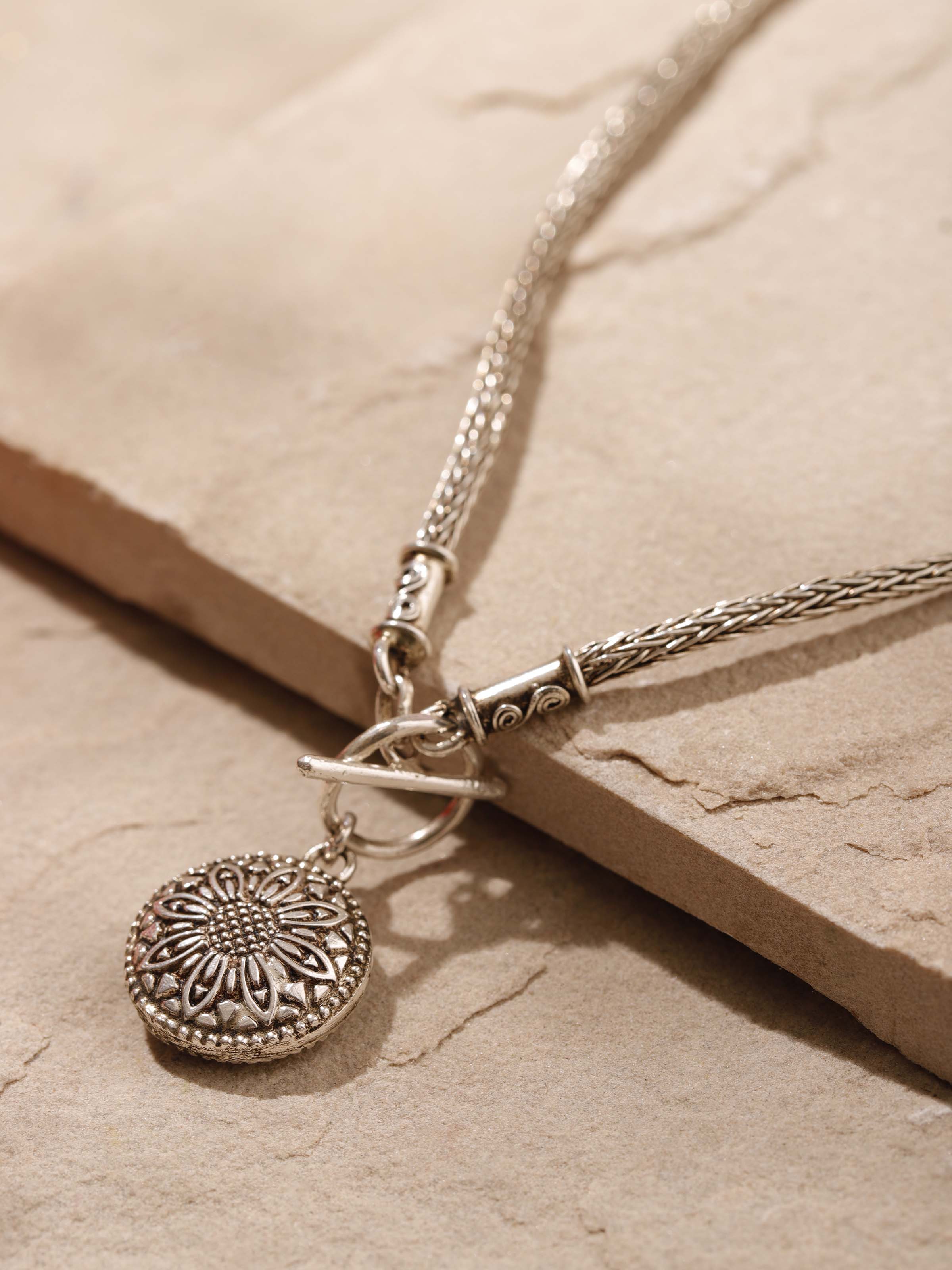 Back view of Silver Collar Necklace displaying the clasp and overall smooth design.