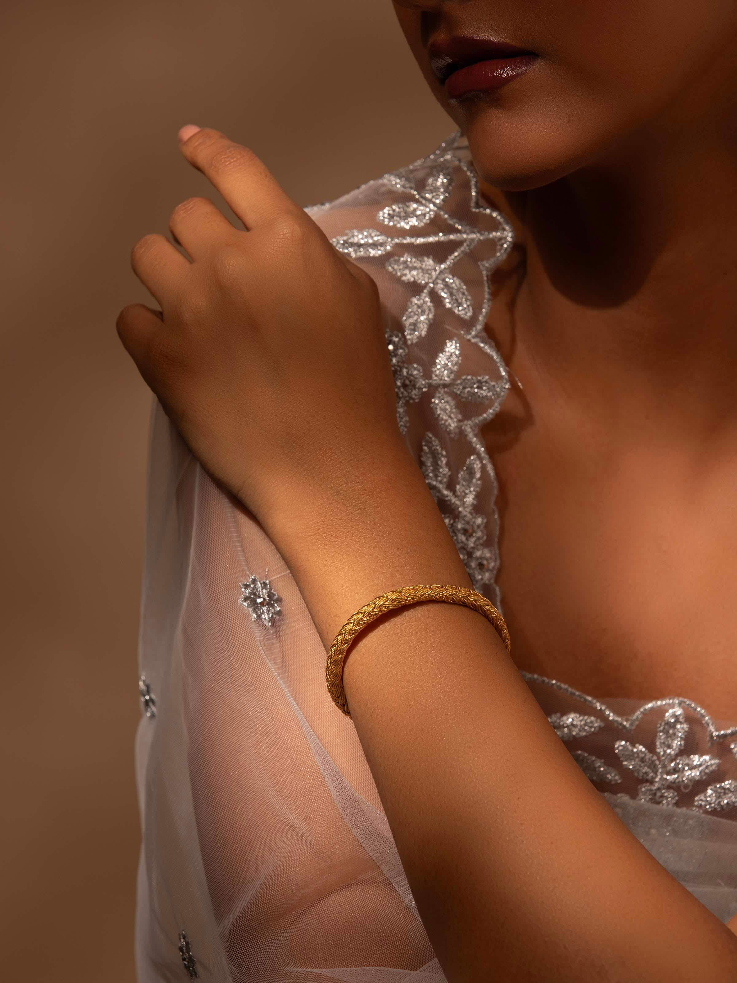 Close-up view of Silver Bangle highlighting the intricate silver details and craftsmanship