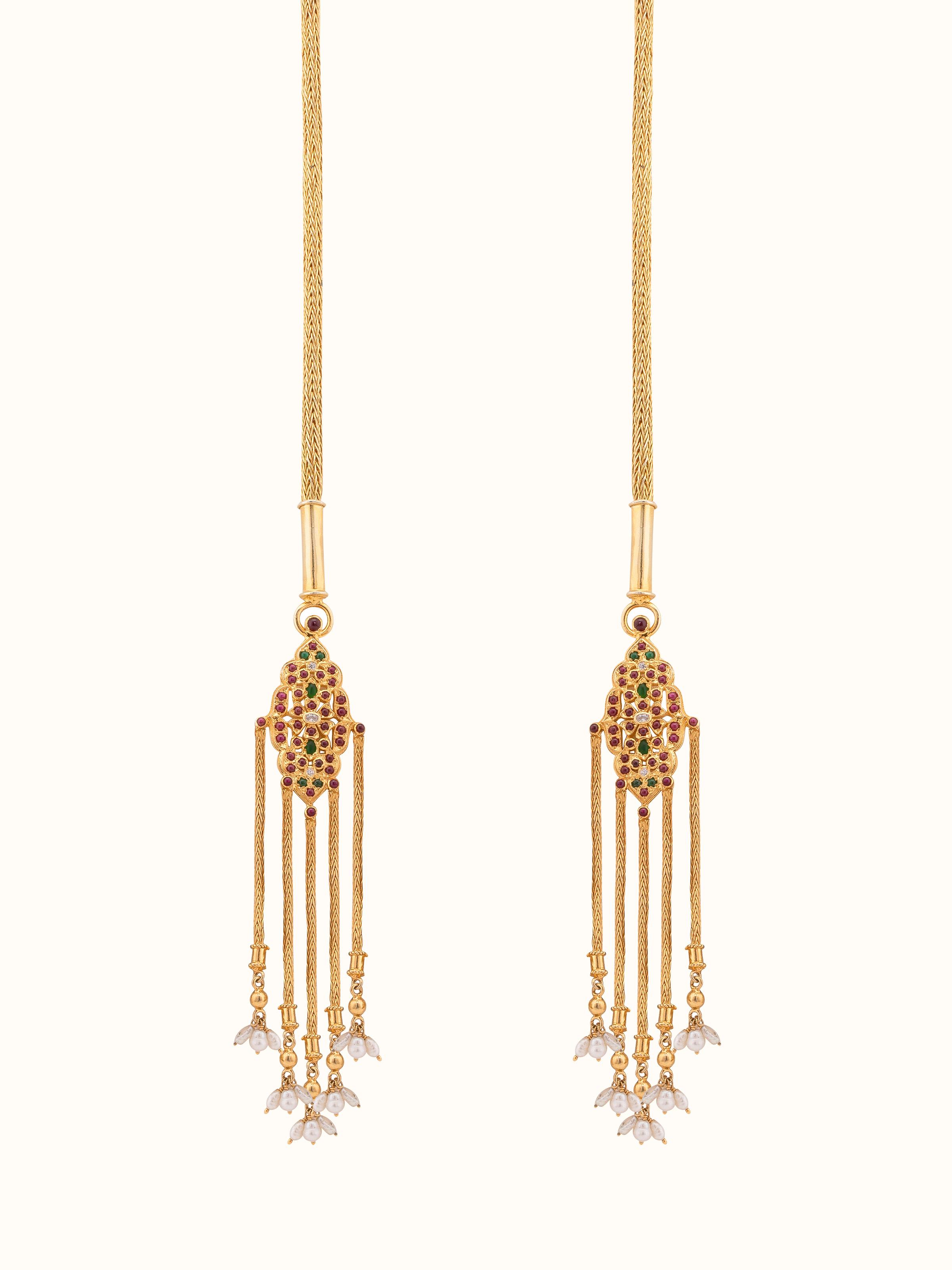 Front view of Silver long necklace showcasing its elegant length and lustrous finish.