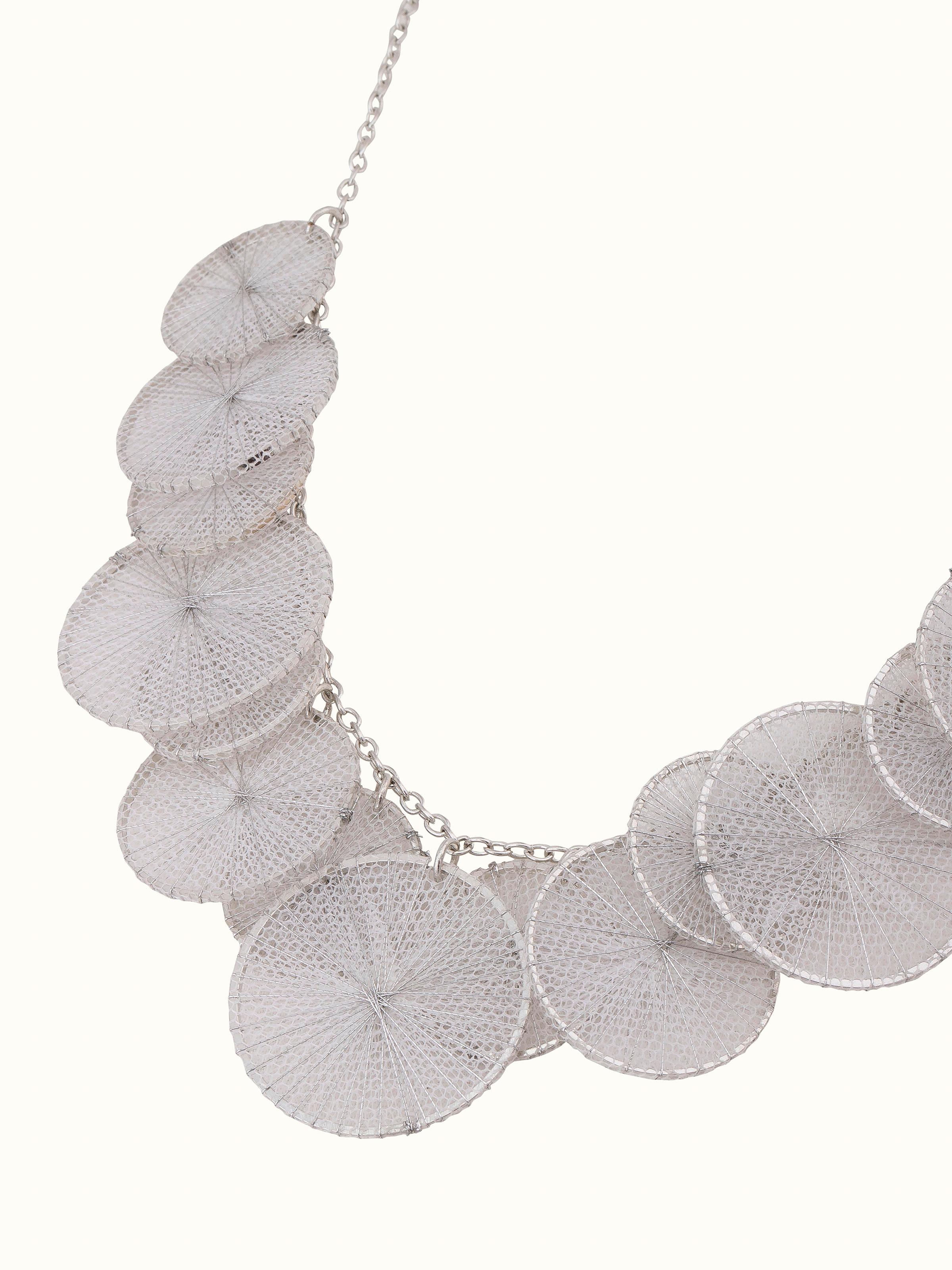 Detailed view of String Craft Long Necklace focusing on the fine string craftsmanship and design.