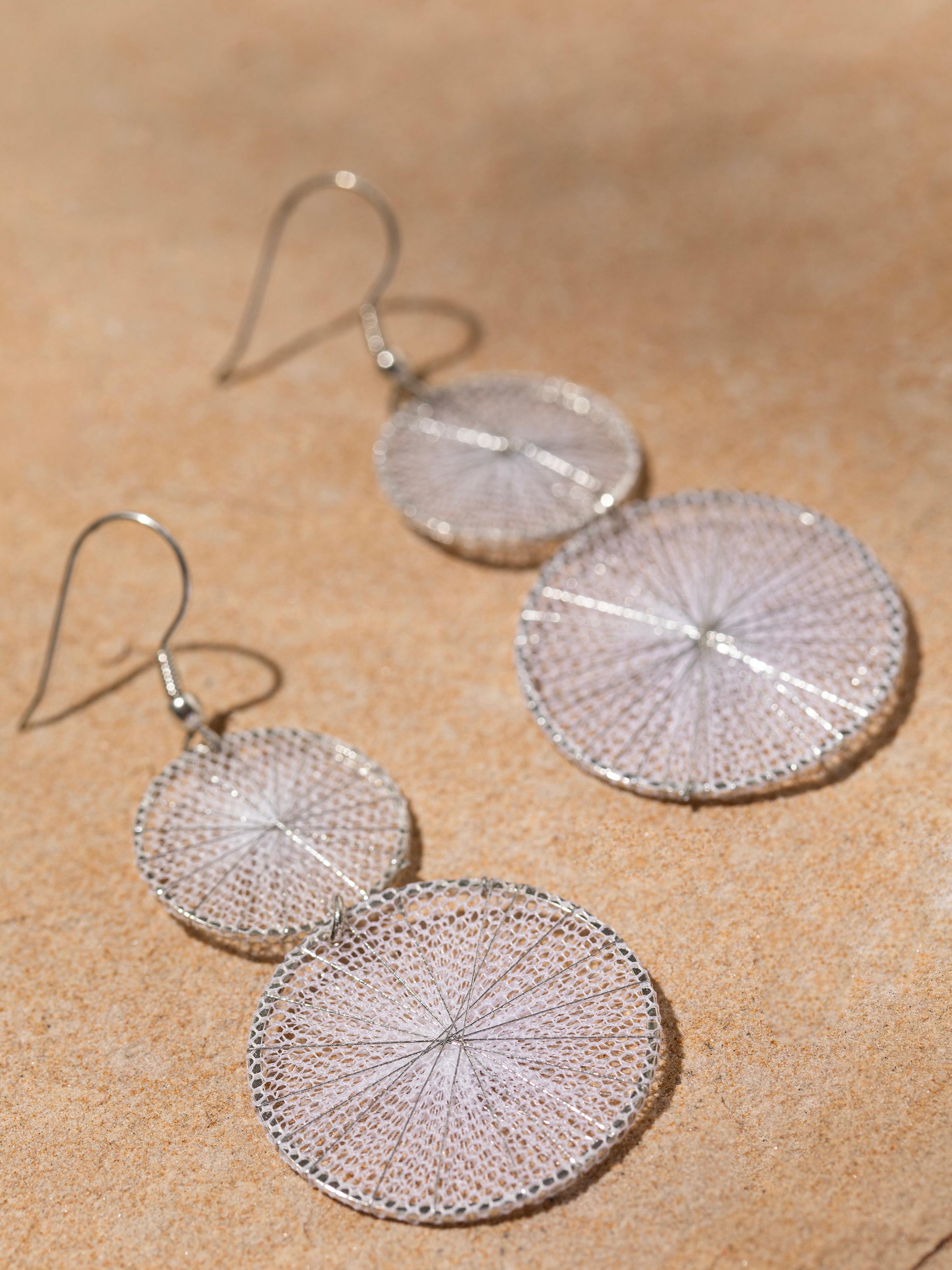 Back view of String Craft Drop Earrings showing the secure fastening and overall design.