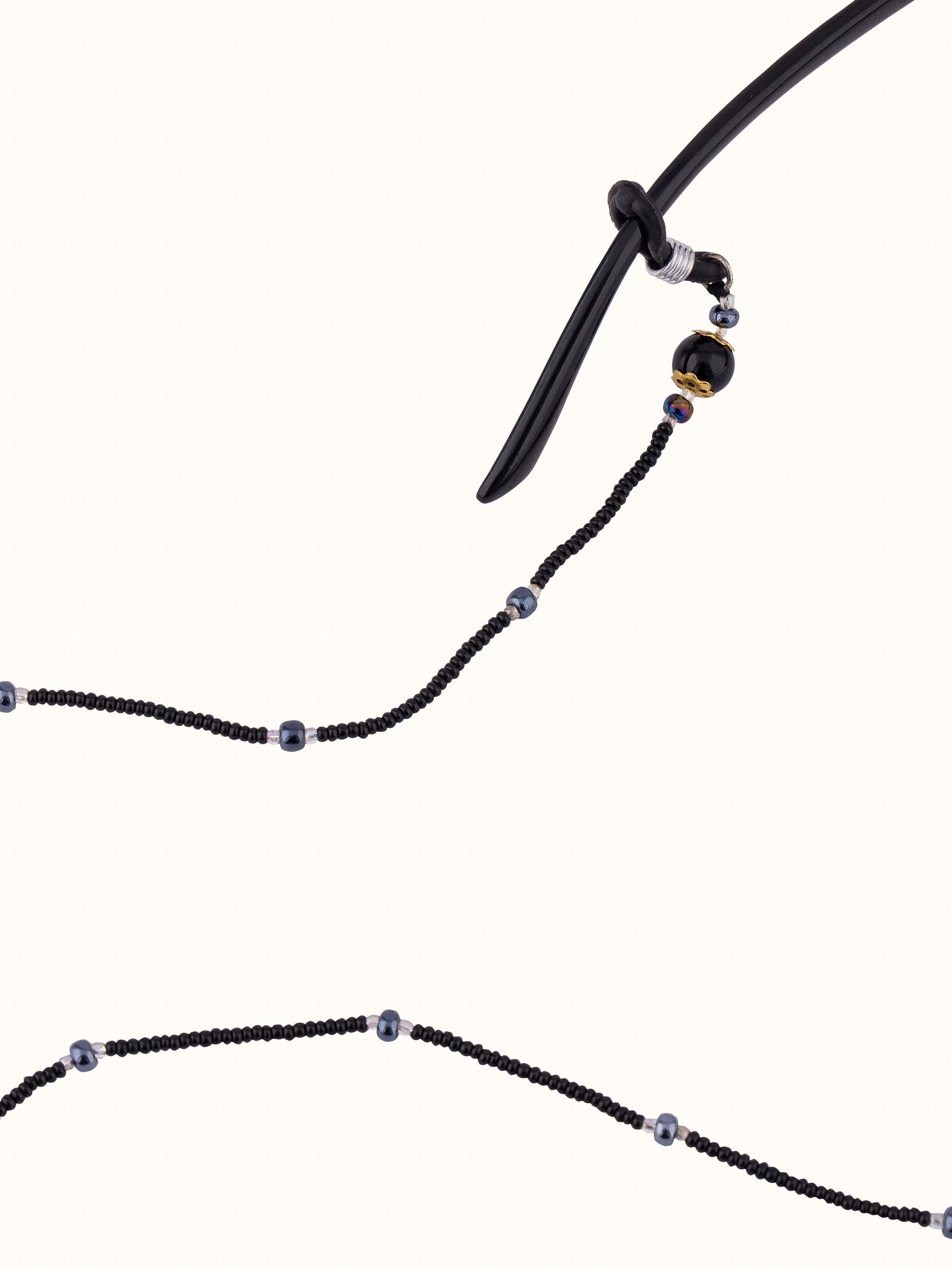 Overhead view of Glass Bead Lanyard emphasizing the colorful bead arrangement and elegant design.