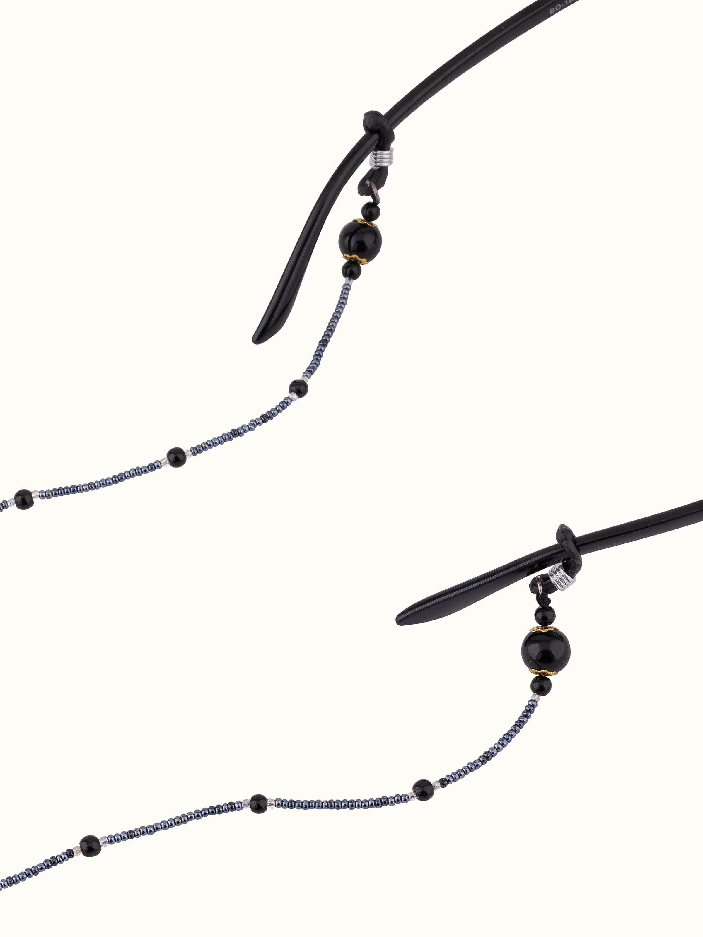Angled view of Glass Bead Lanyard highlighting its colorful beads and elegant design.