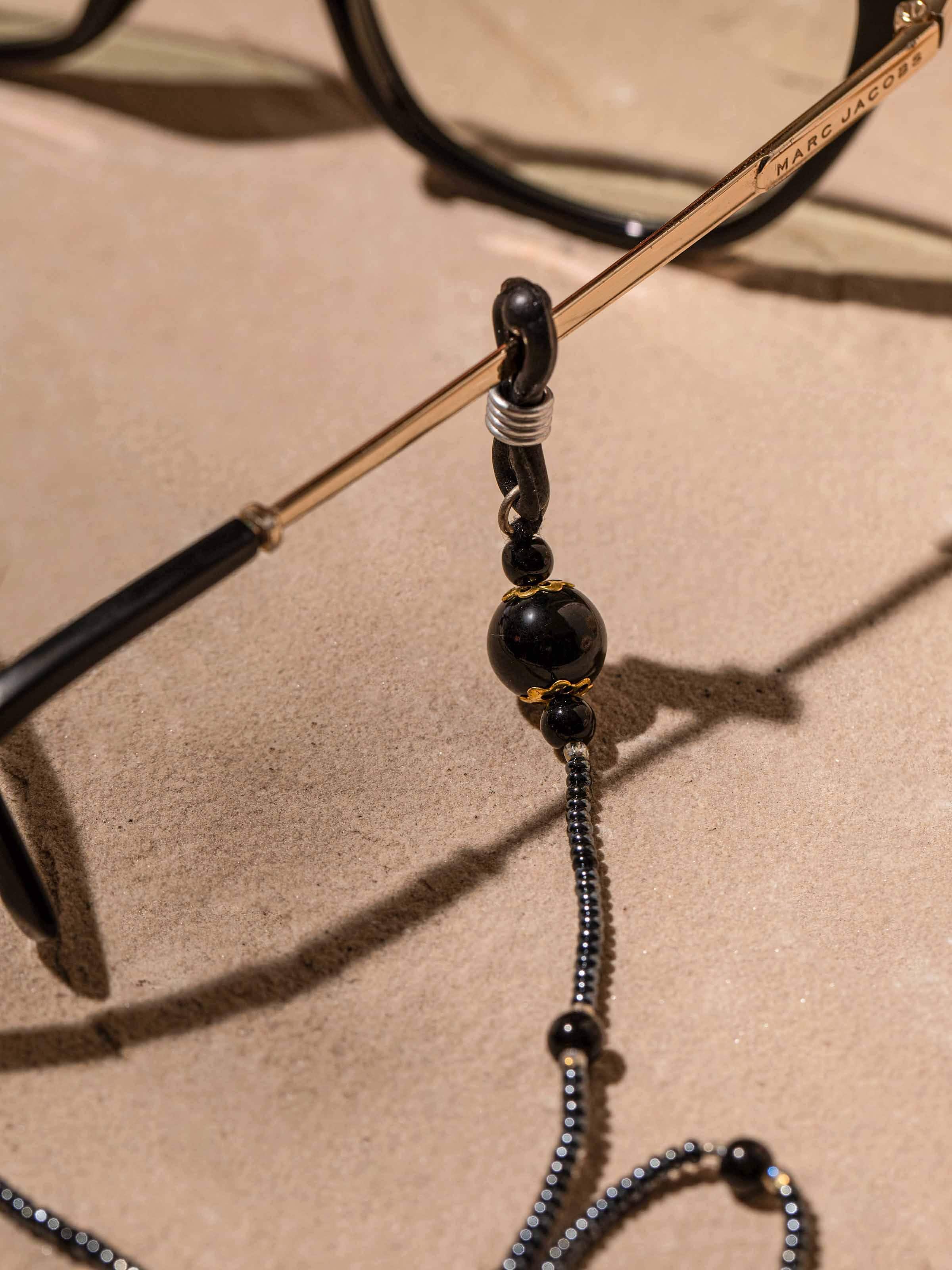 Back view of Glass Bead Lanyard showcasing the secure clasp and bead design.