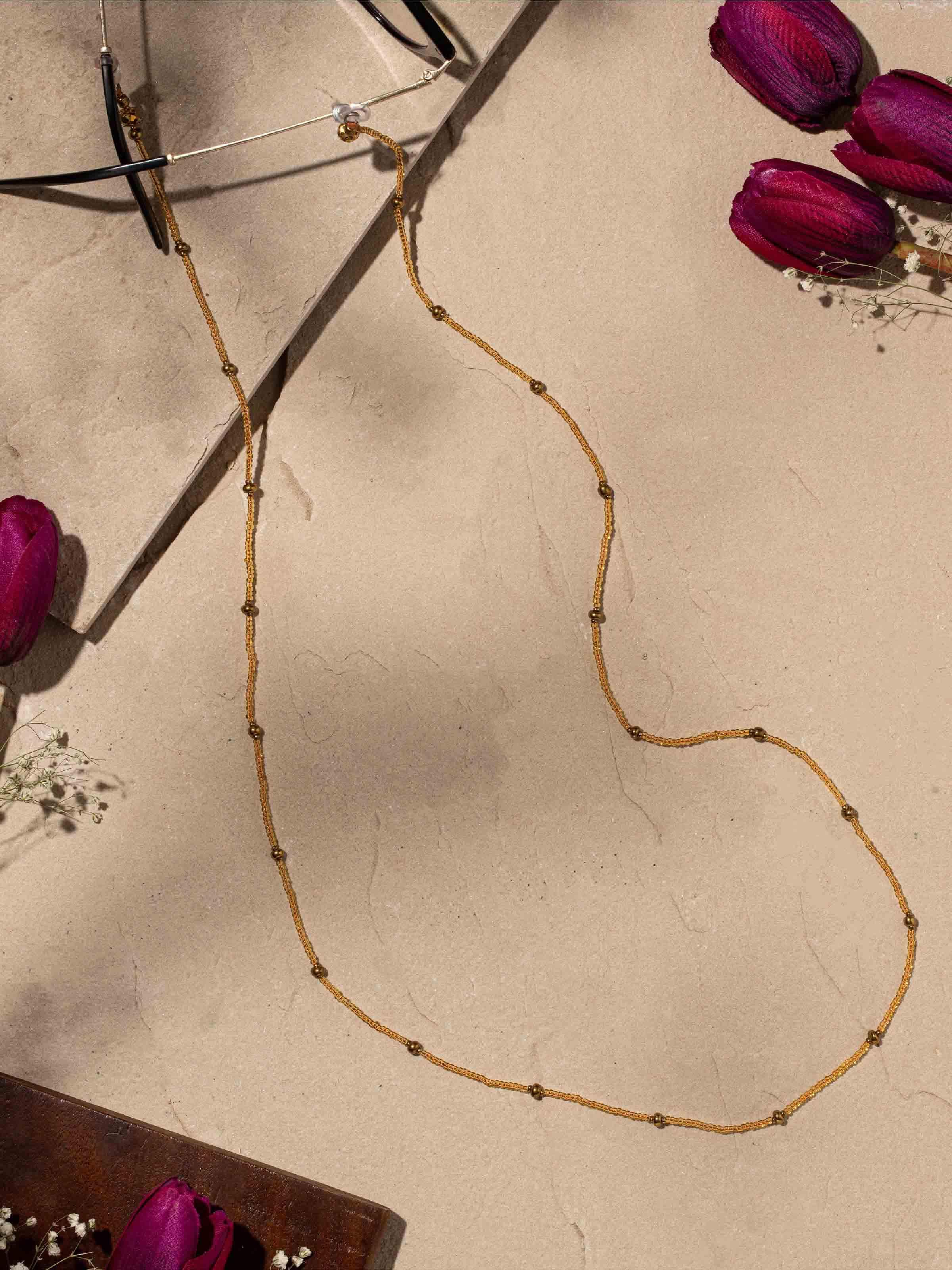 Side view of Glass Bead Lanyard emphasizing bead arrangement and craftsmanship.