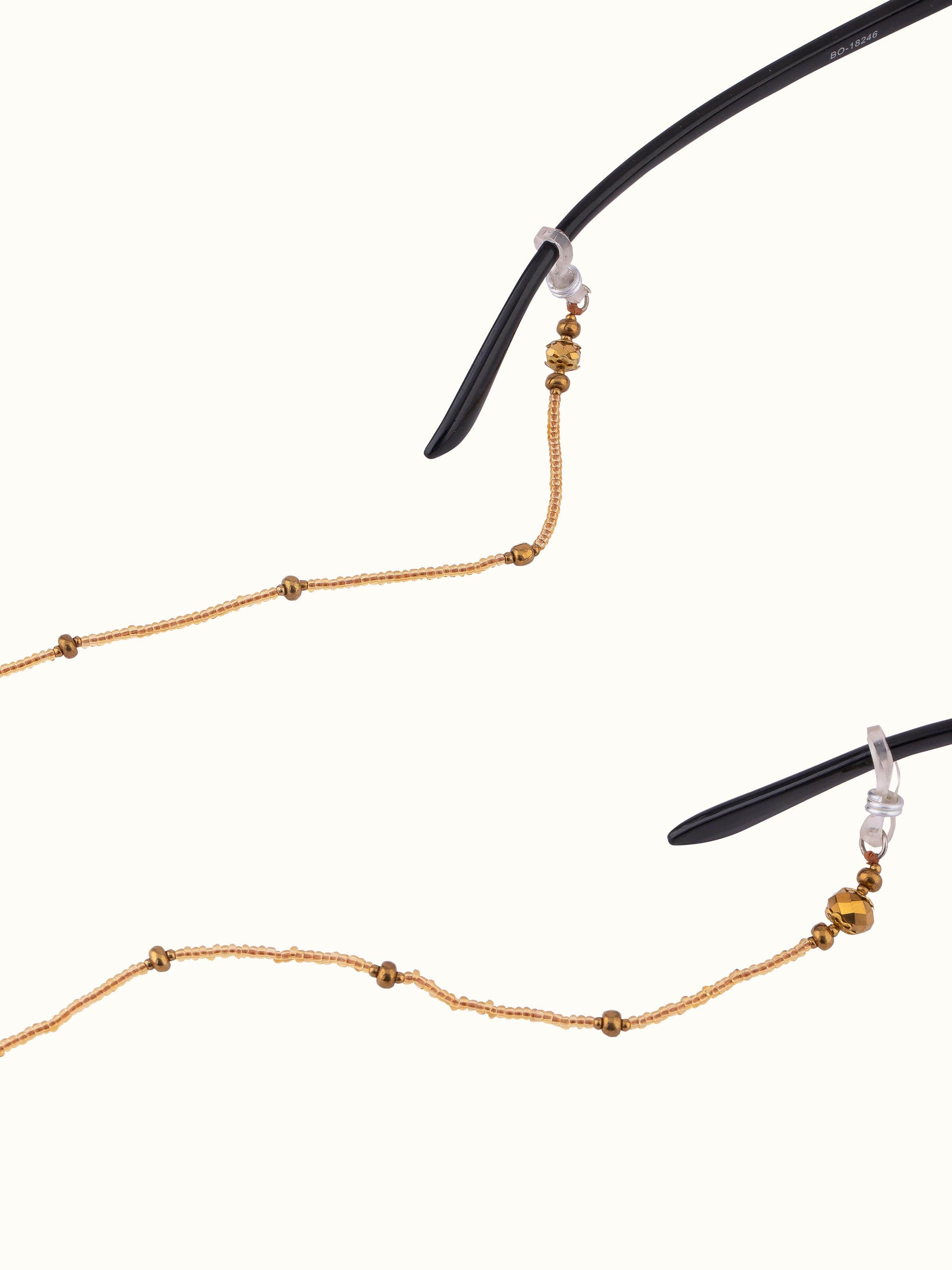 Angled view of Glass Bead Lanyard showcasing its unique bead patterns.