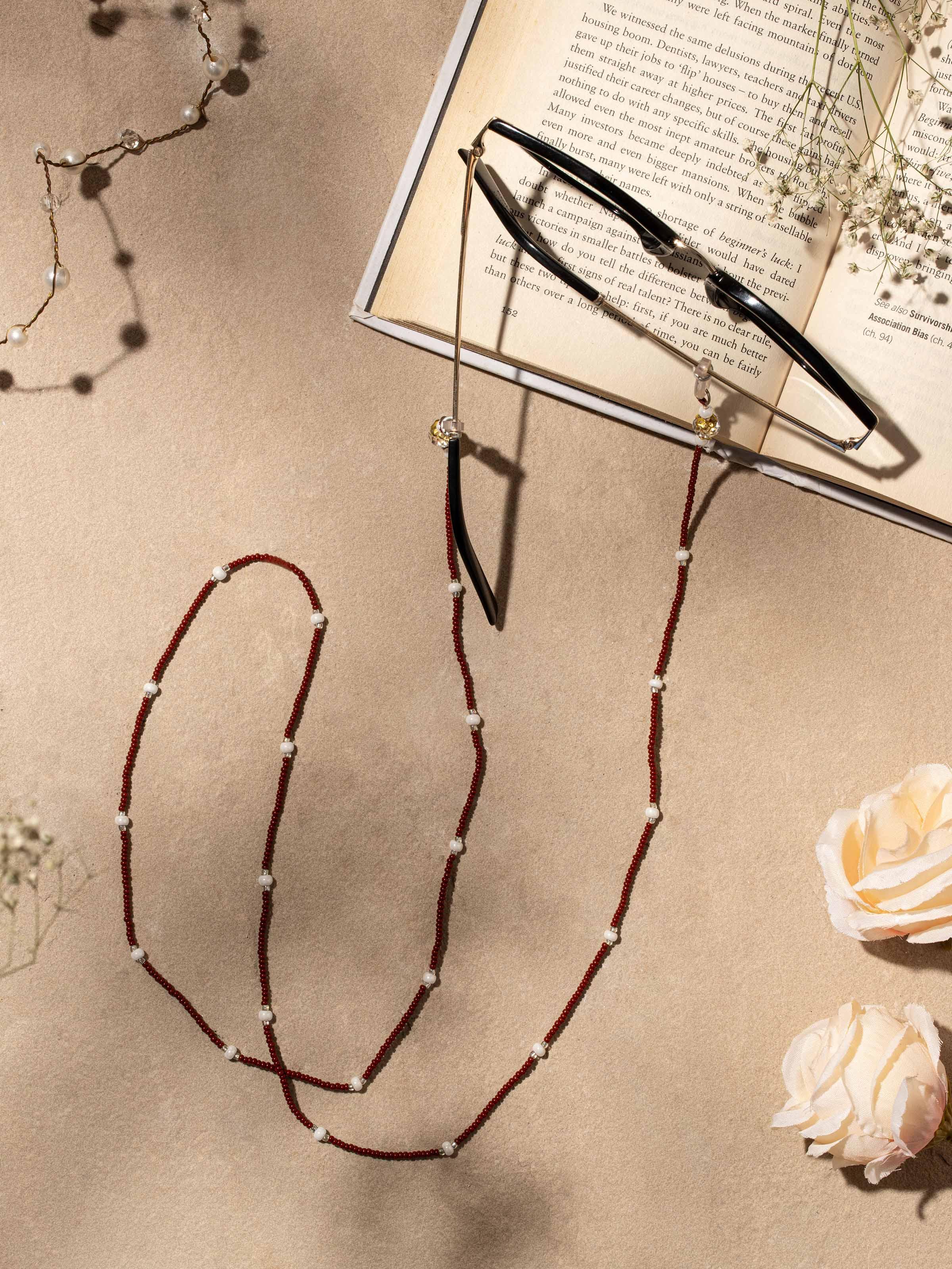 Side view of Glass Bead Lanyard displaying the elegant bead arrangement and design.
