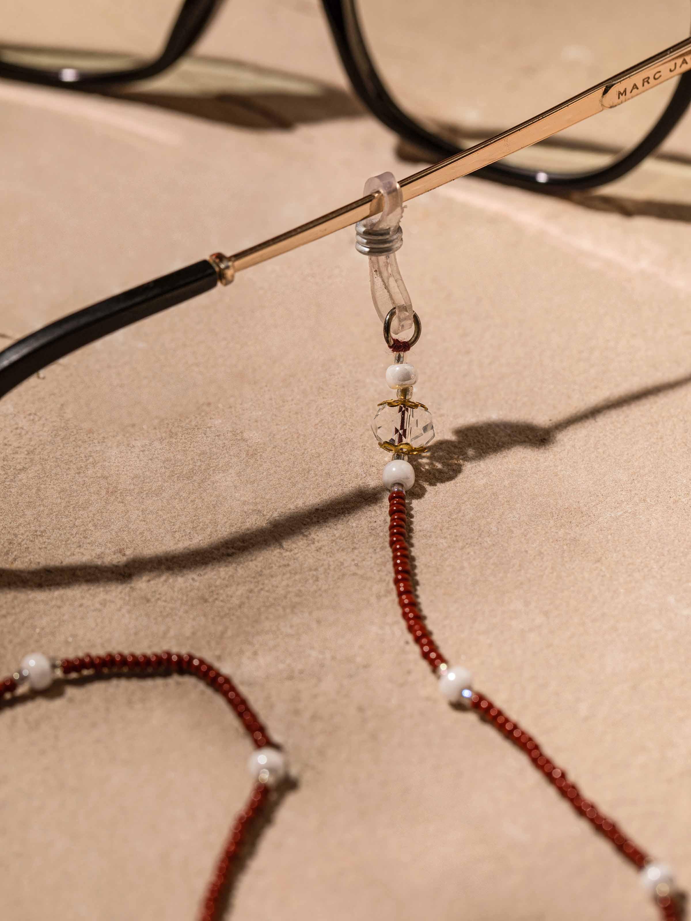 Detailed view of Glass Bead Lanyard focusing on intricate beadwork and vibrant design.