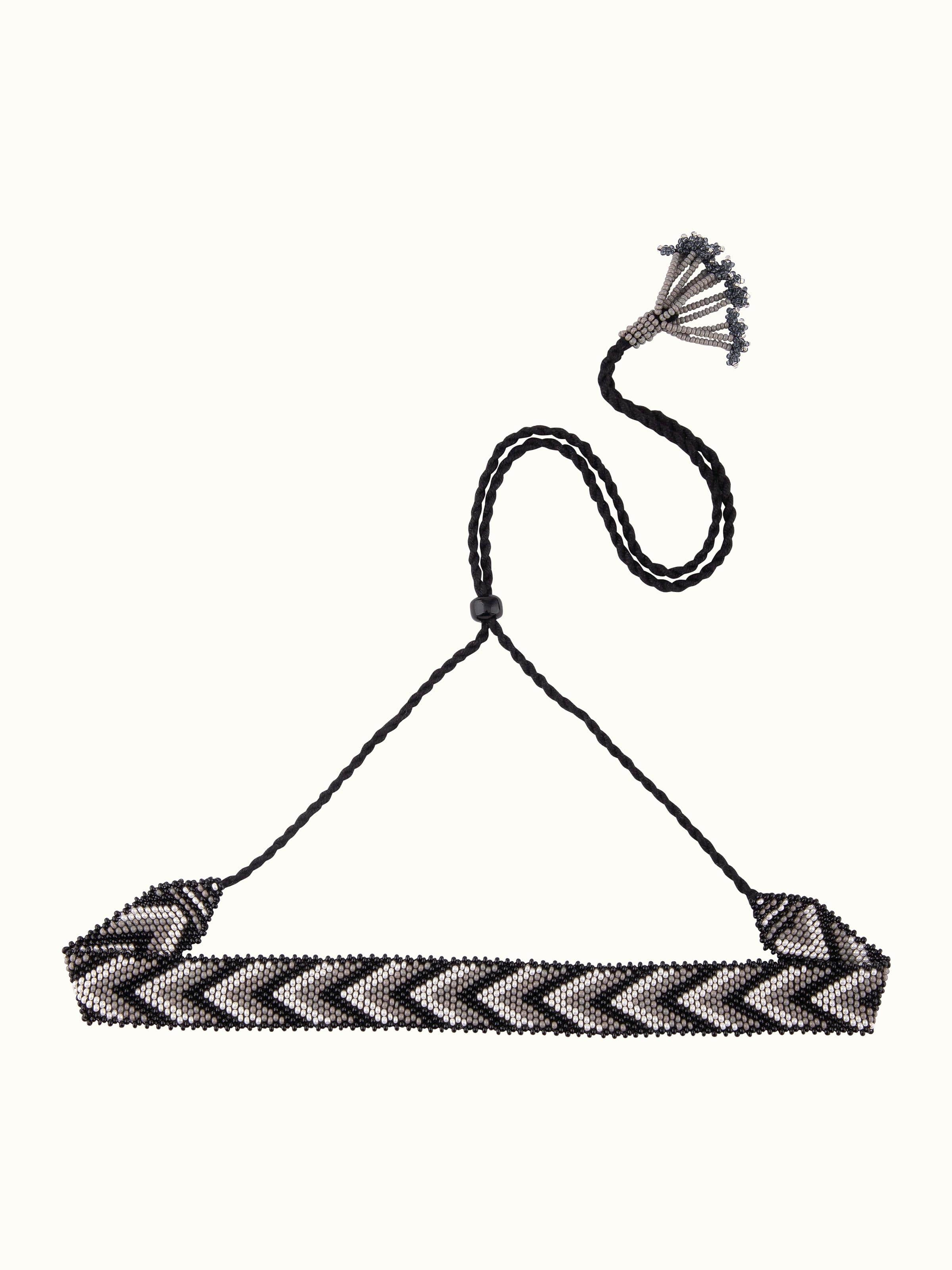 Front view of Glass bead choker showcasing colorful beads and elegant design