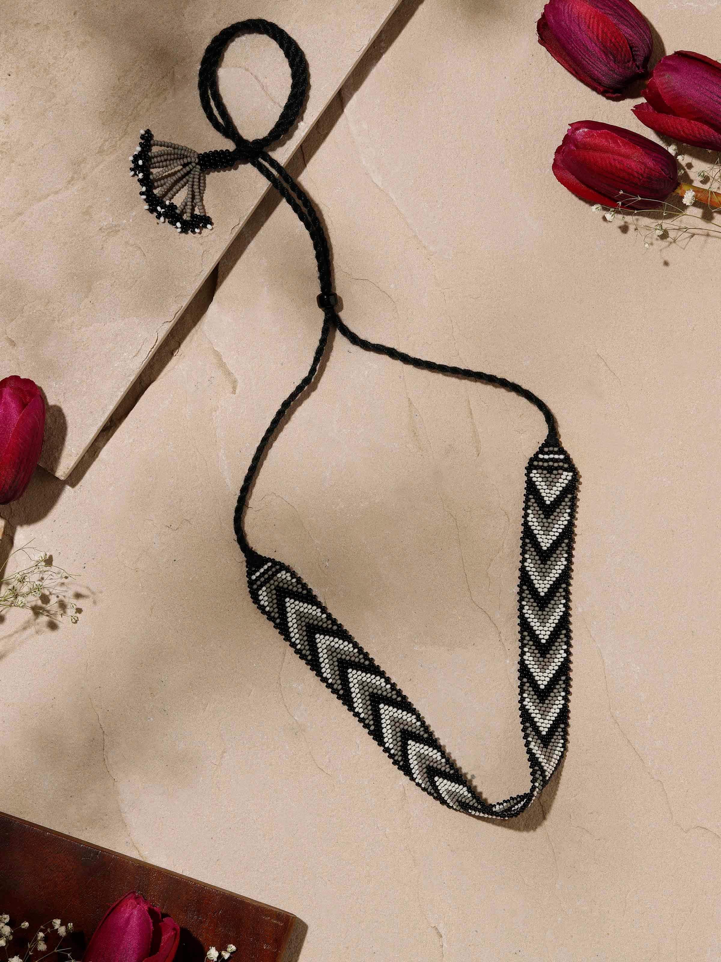 Close-up view of Glass bead choker emphasizing vibrant beads and fine craftsmanship