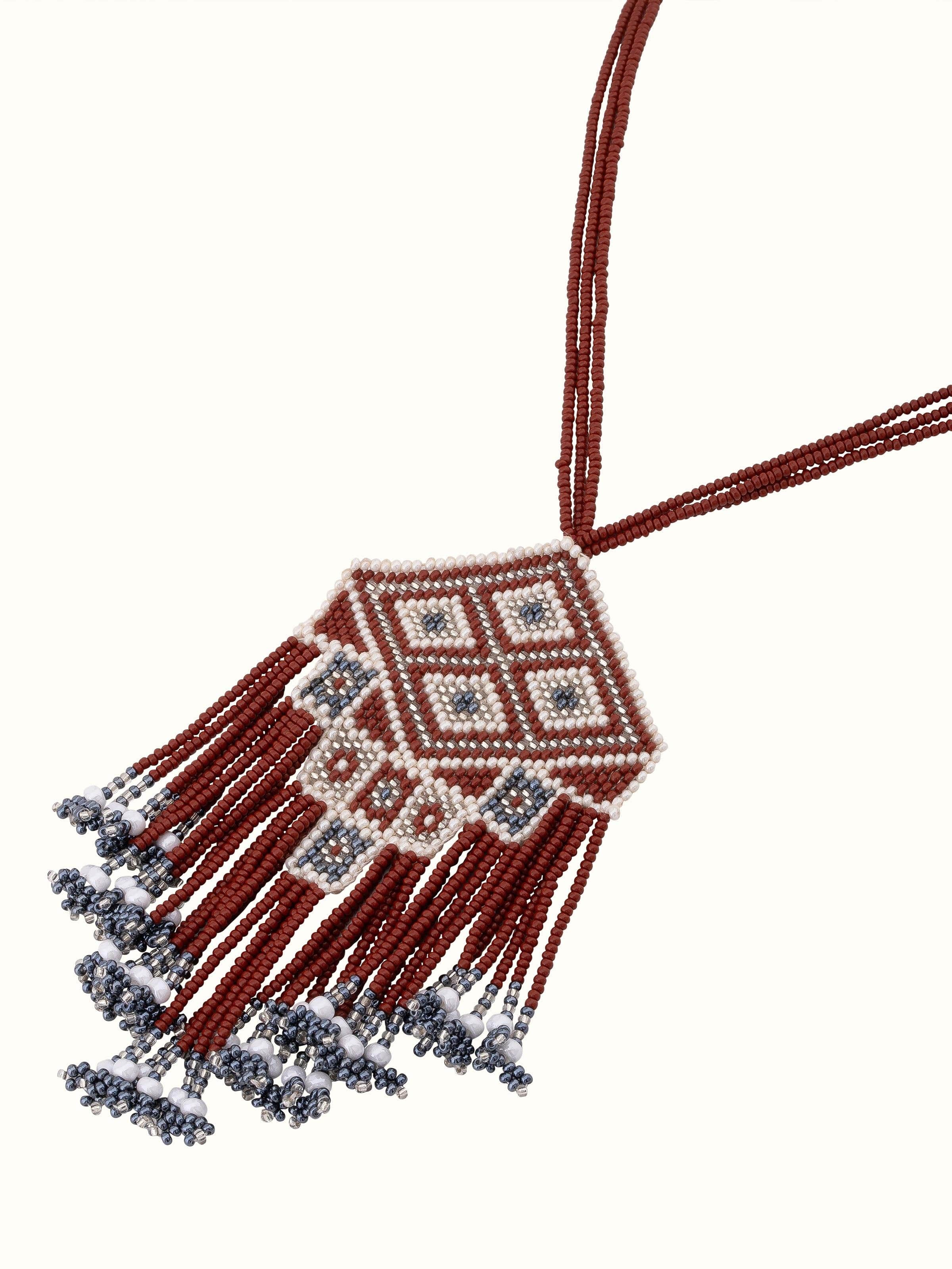 Back view of Glass Bead Long Necklace focusing on the clasp and overall bead arrangement.