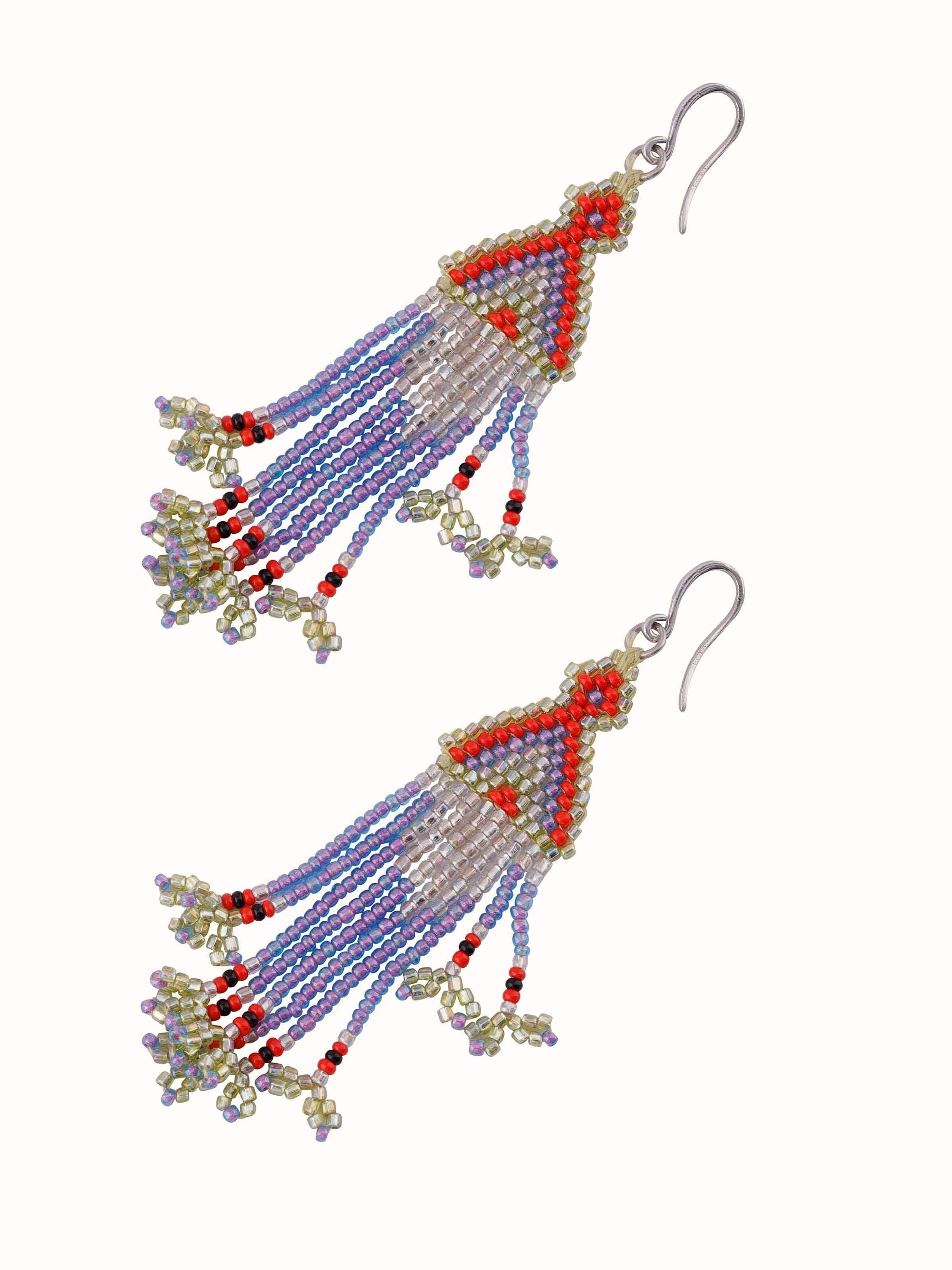 Detailed view of Glass bead drop earrings emphasizing high-quality beads and elegant drop design