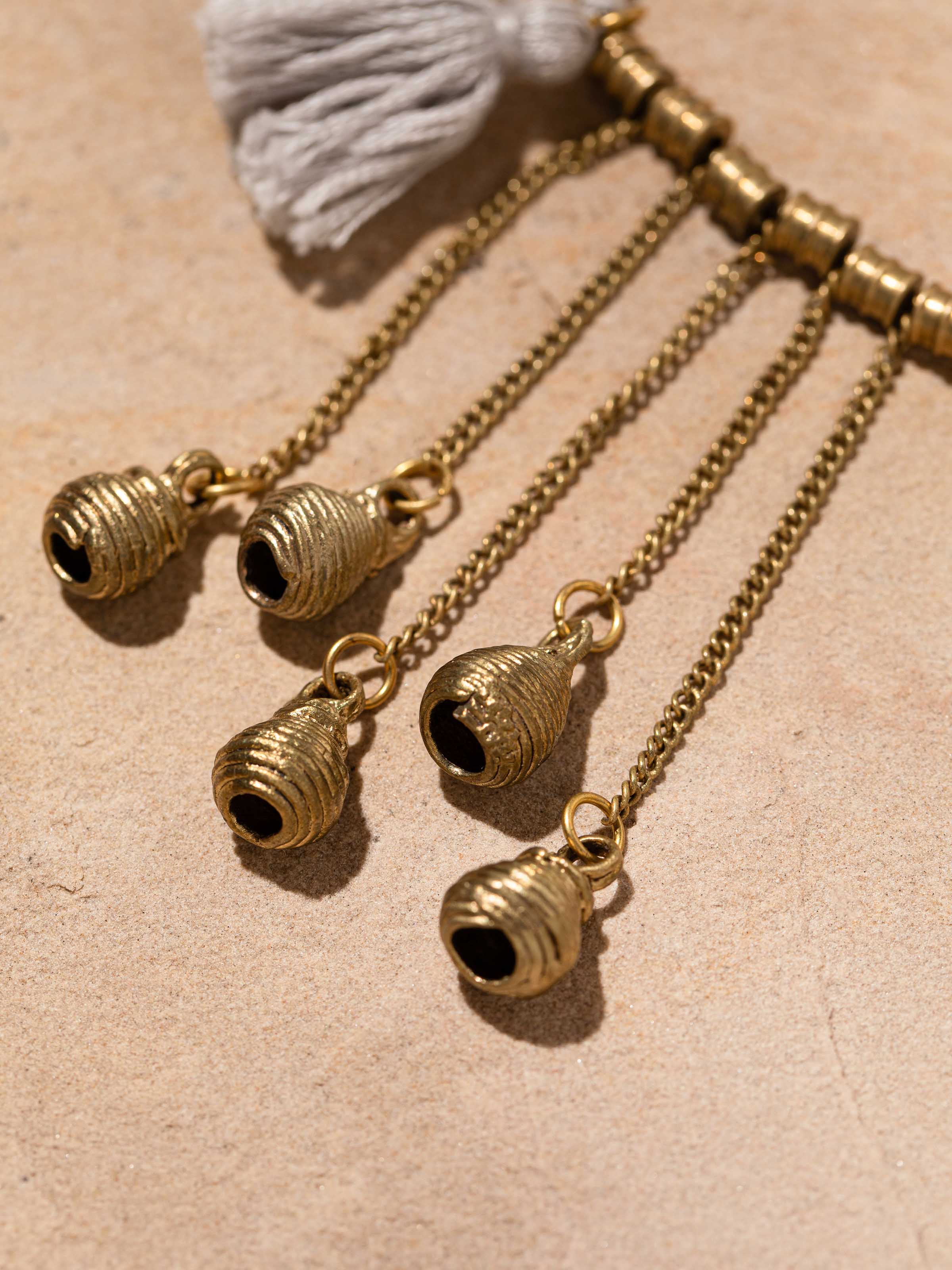 Detailed image of Dhokra Long Necklace focusing on the traditional Dhokra metalwork and design elements.