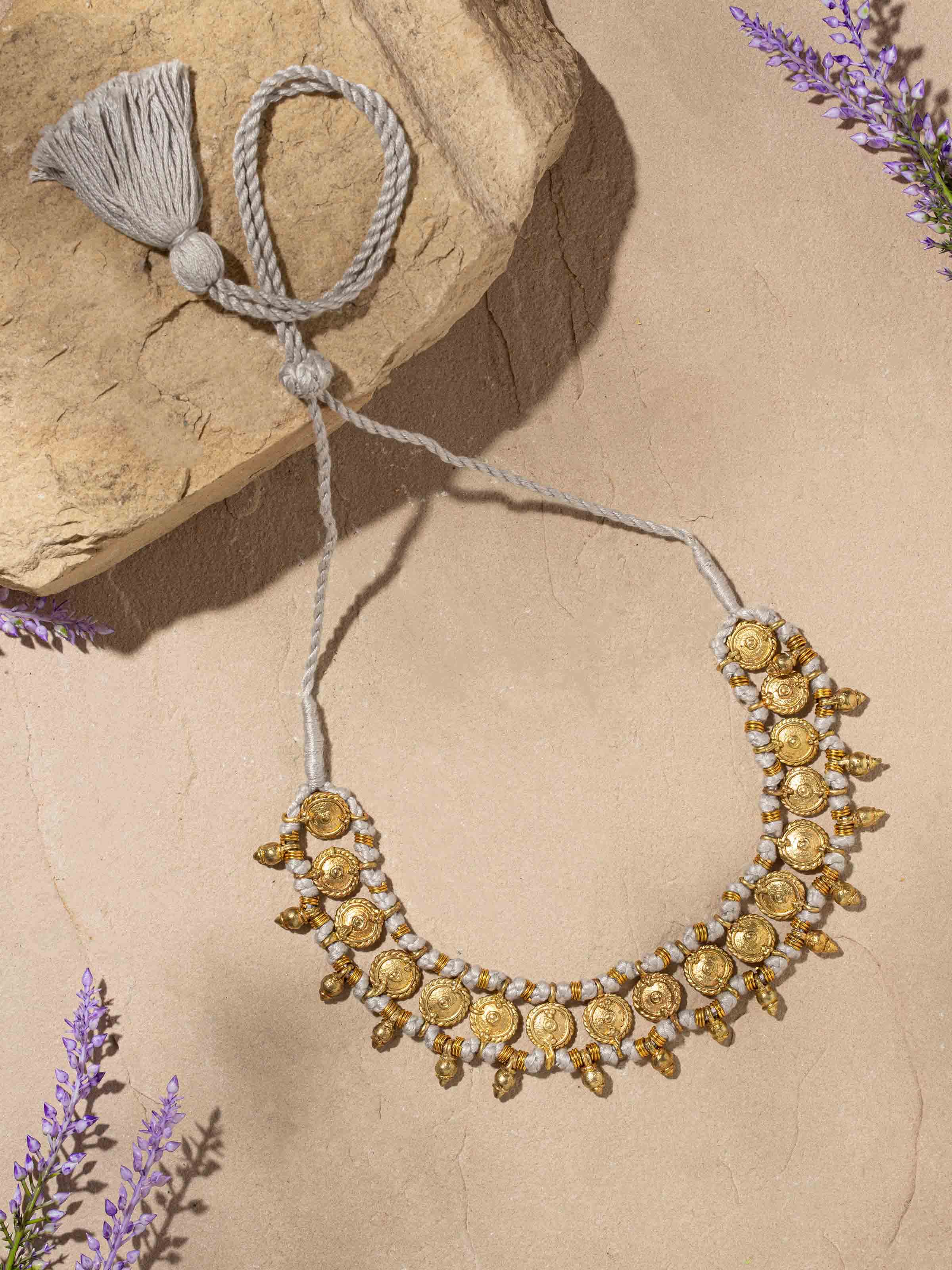 Close-up view of Dhokra Choker highlighting intricate metal detailing and traditional design.