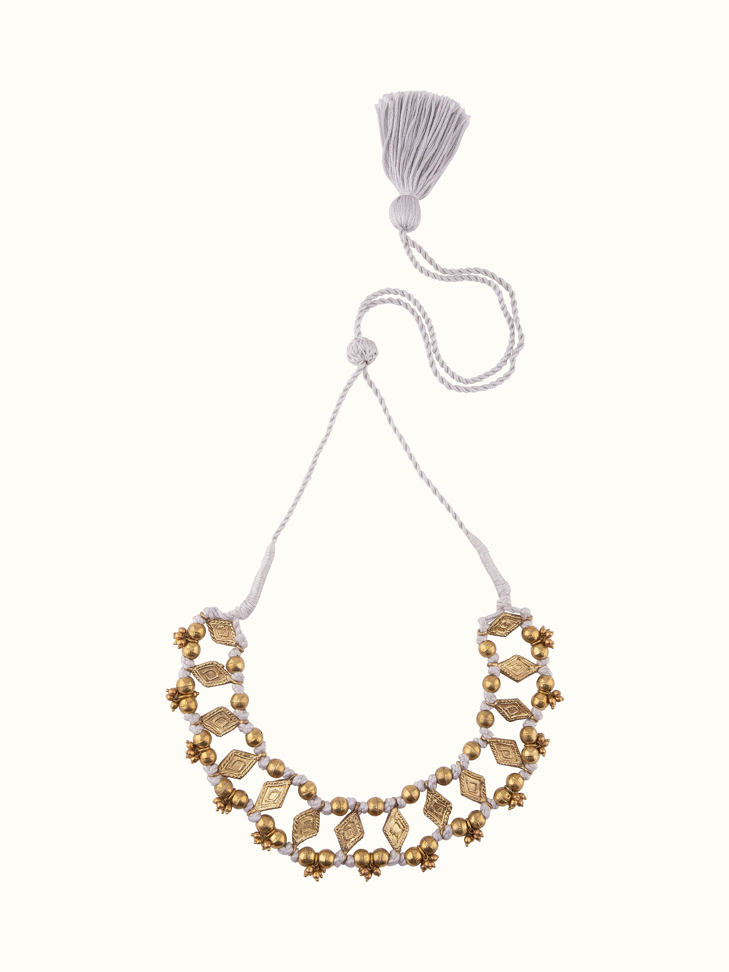 Front view of Dhokra Choker Earrings featuring traditional Dhokra craftsmanship with intricate metal detailing.