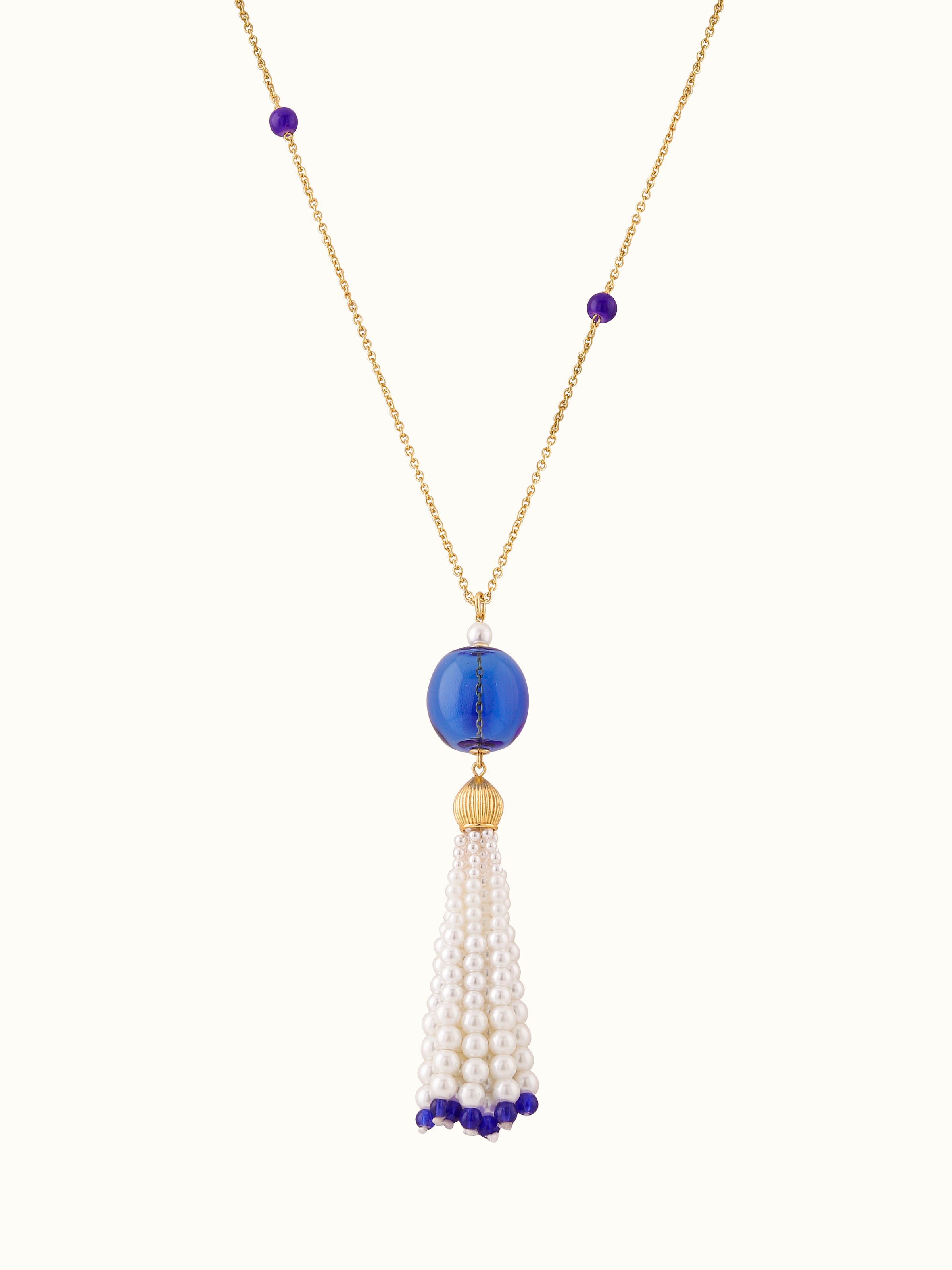 Front view of Silver Long Necklace featuring a classic and elegant design by Swadesh