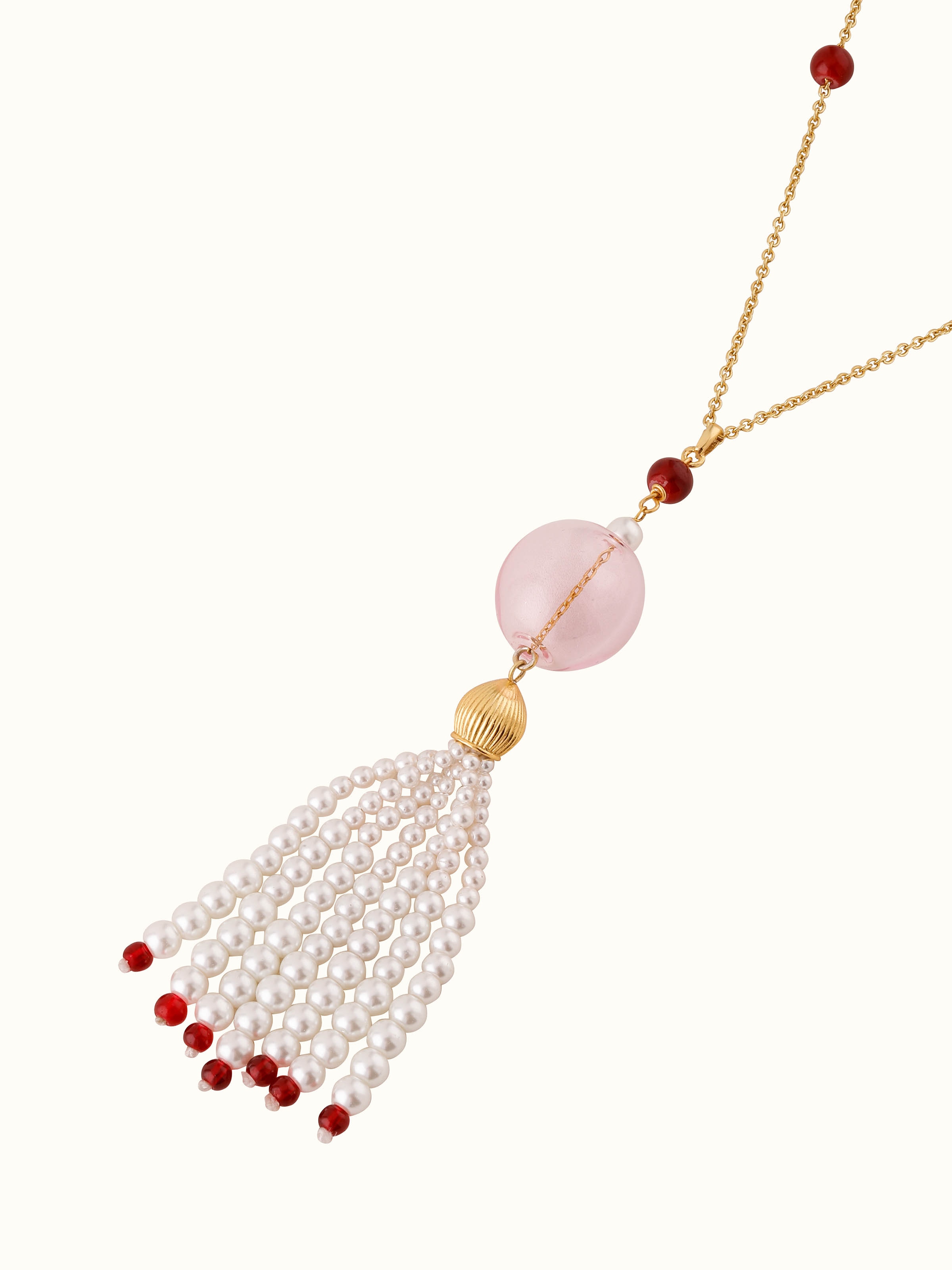 Back view of Silver Flame Glass Long Necklace highlighting the elegant design and secure clasp by Swadesh